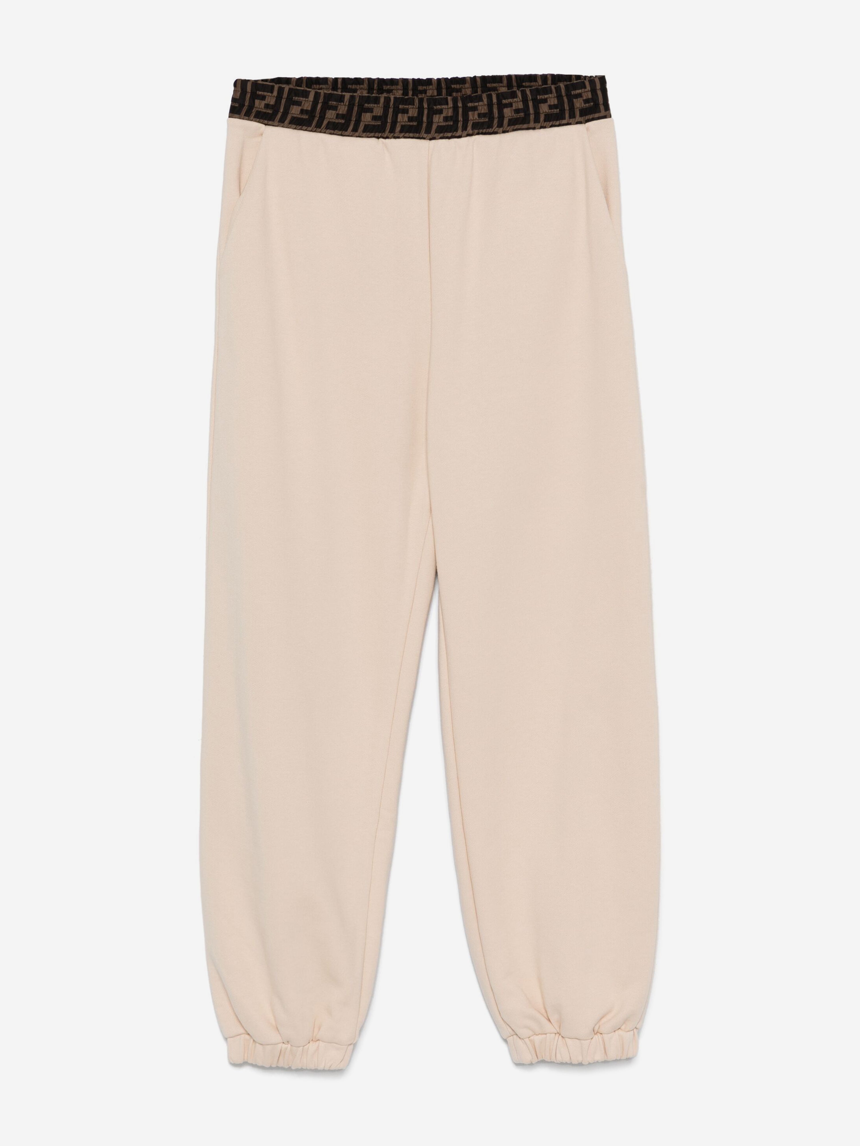 Fendi Kid FF Logo Joggers in Beige