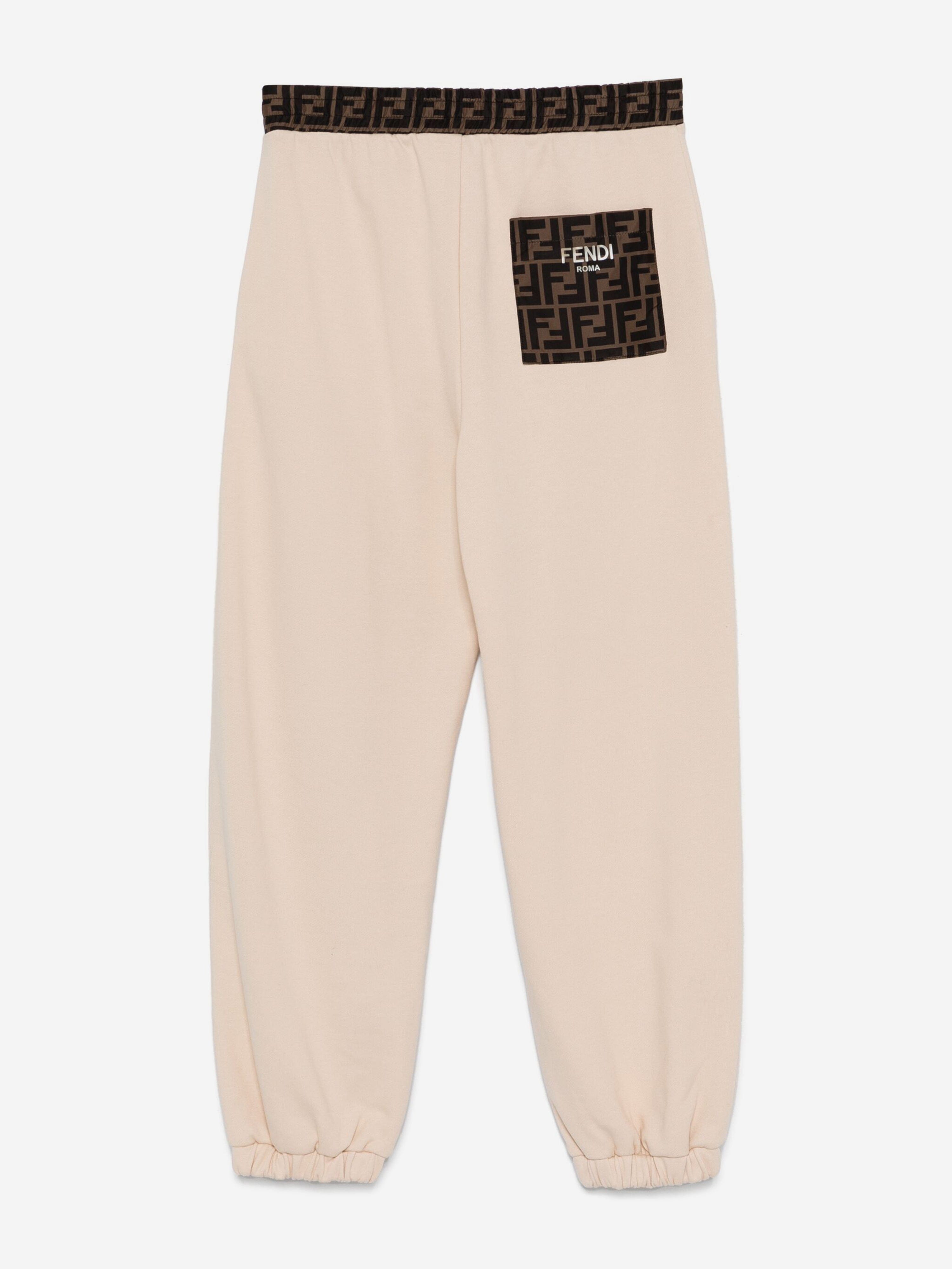 Fendi Kid FF Logo Joggers in Beige