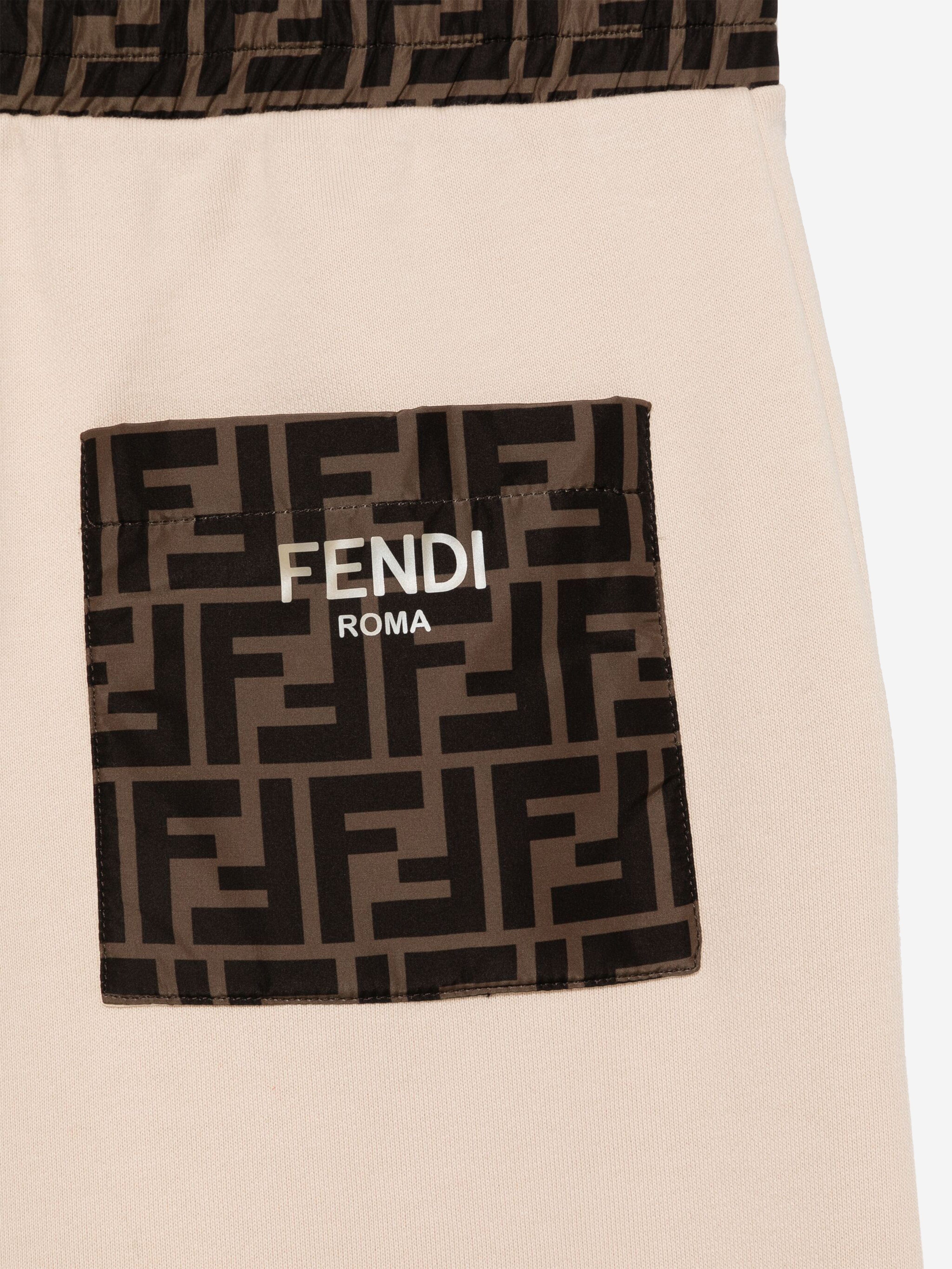 Fendi Kid FF Logo Joggers in Beige