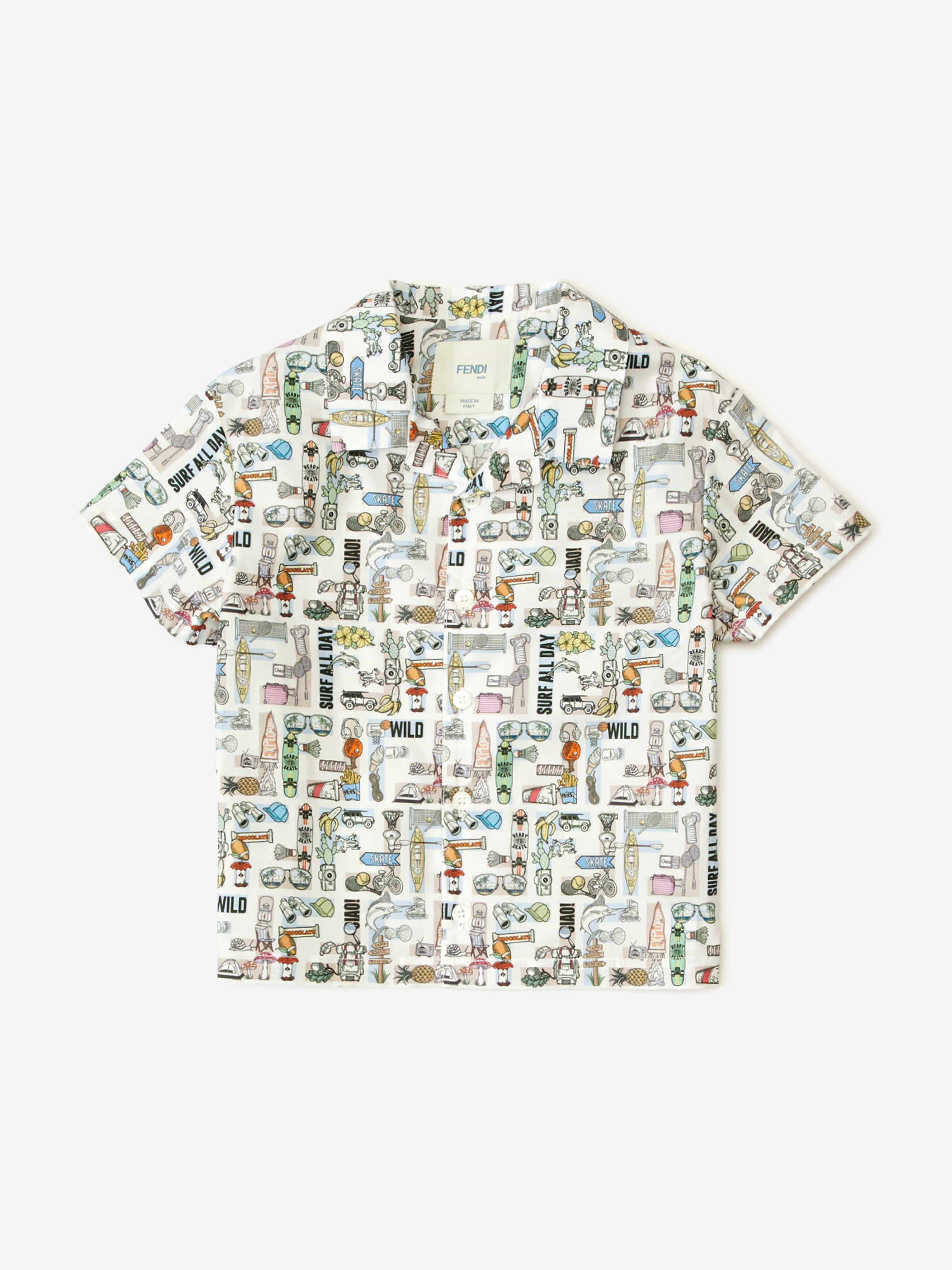 Fendi Baby Boys FF Logo Shirt in White