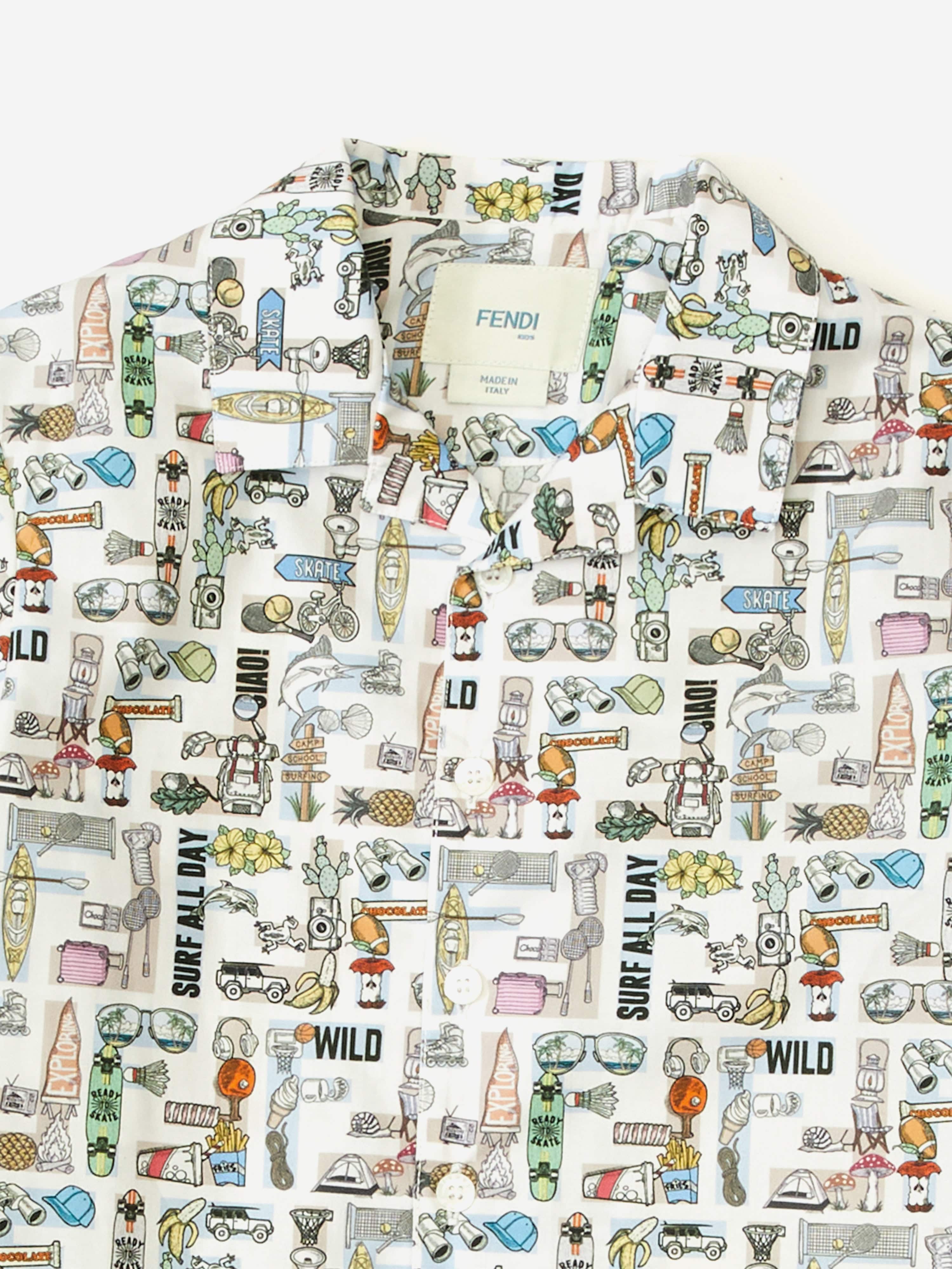 Fendi Baby Boys FF Logo Shirt in White
