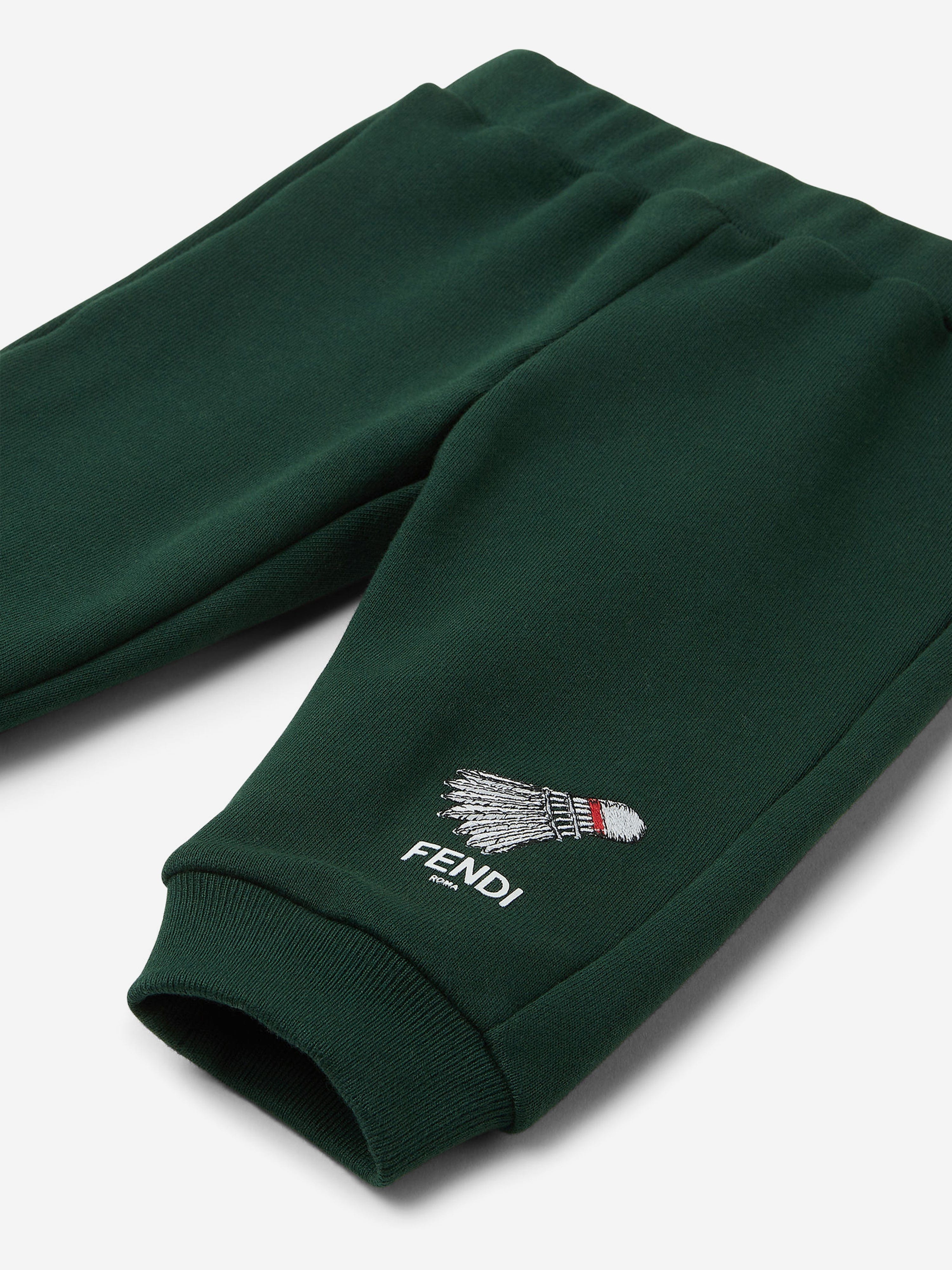 Fendi Baby Boys Logo Joggers in Green