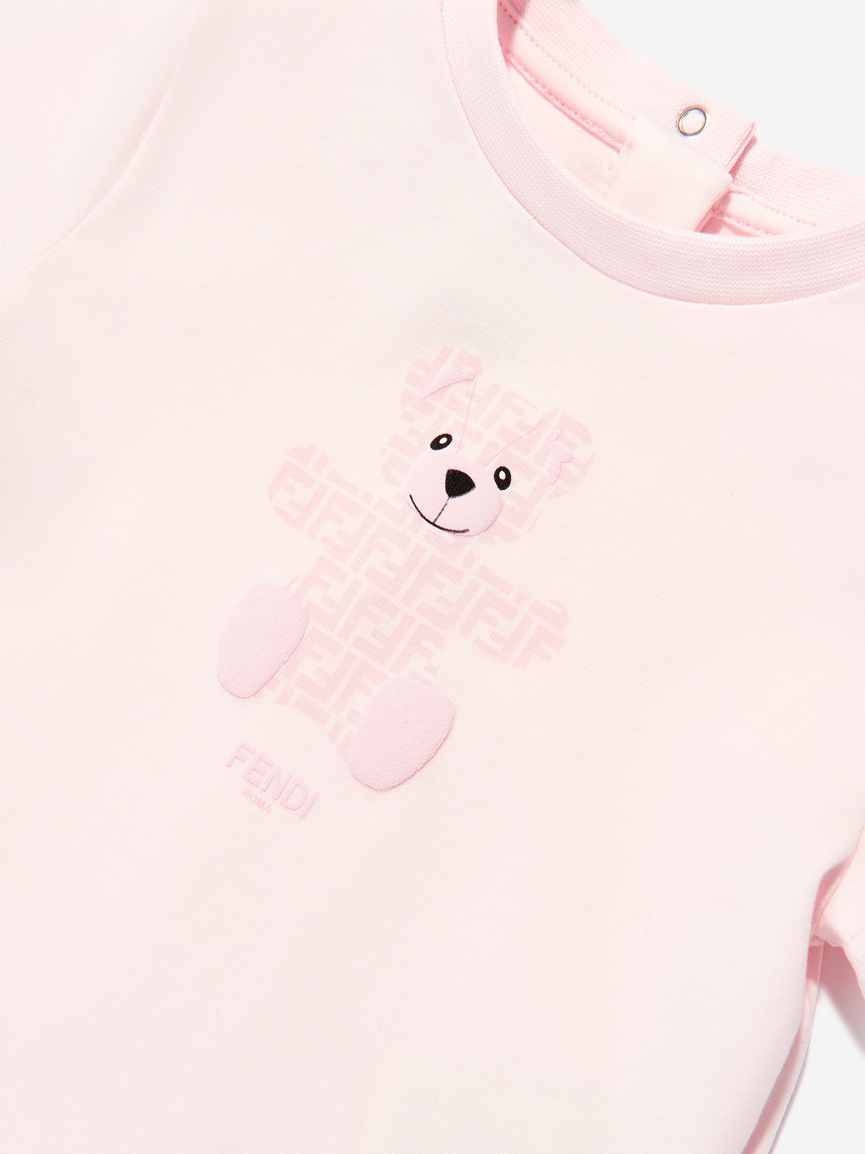 Fendi Baby Girls Teddy Bear T-Shirt in Pink