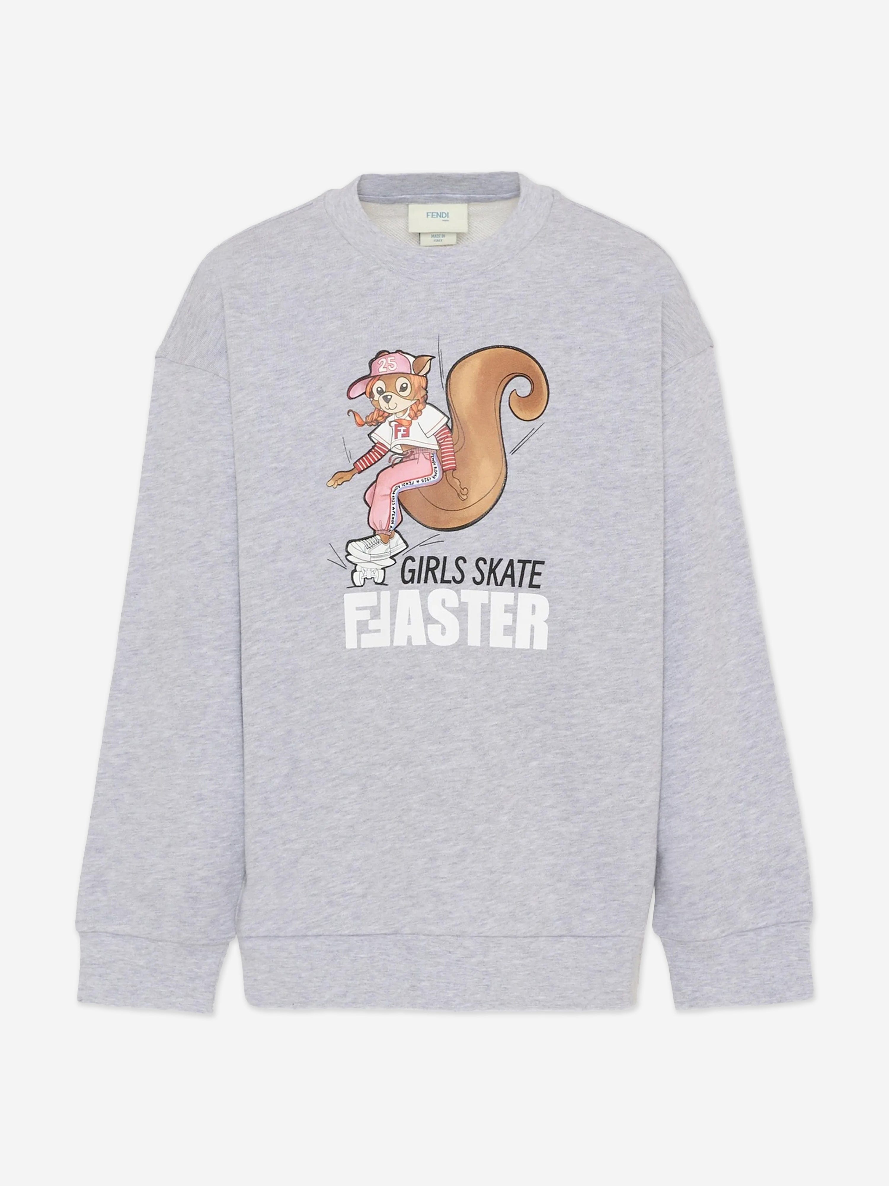 Fendi Girls Squirrel Sweatshirt in Grey