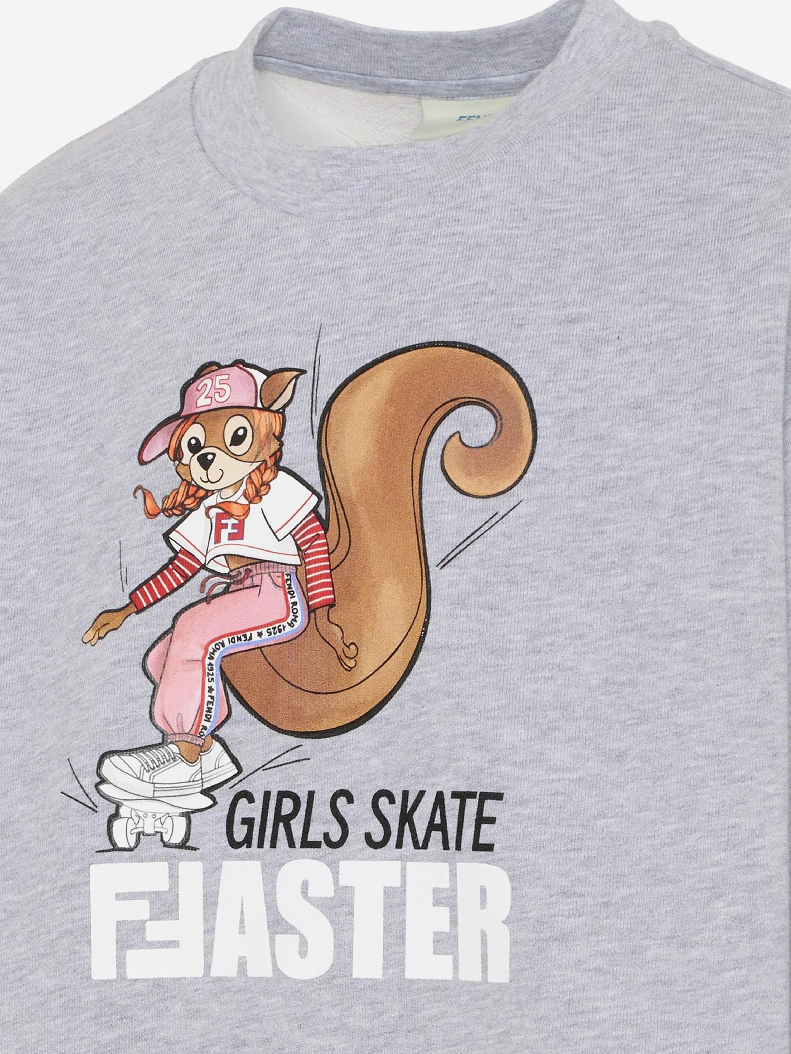 Fendi Girls Squirrel Sweatshirt in Grey