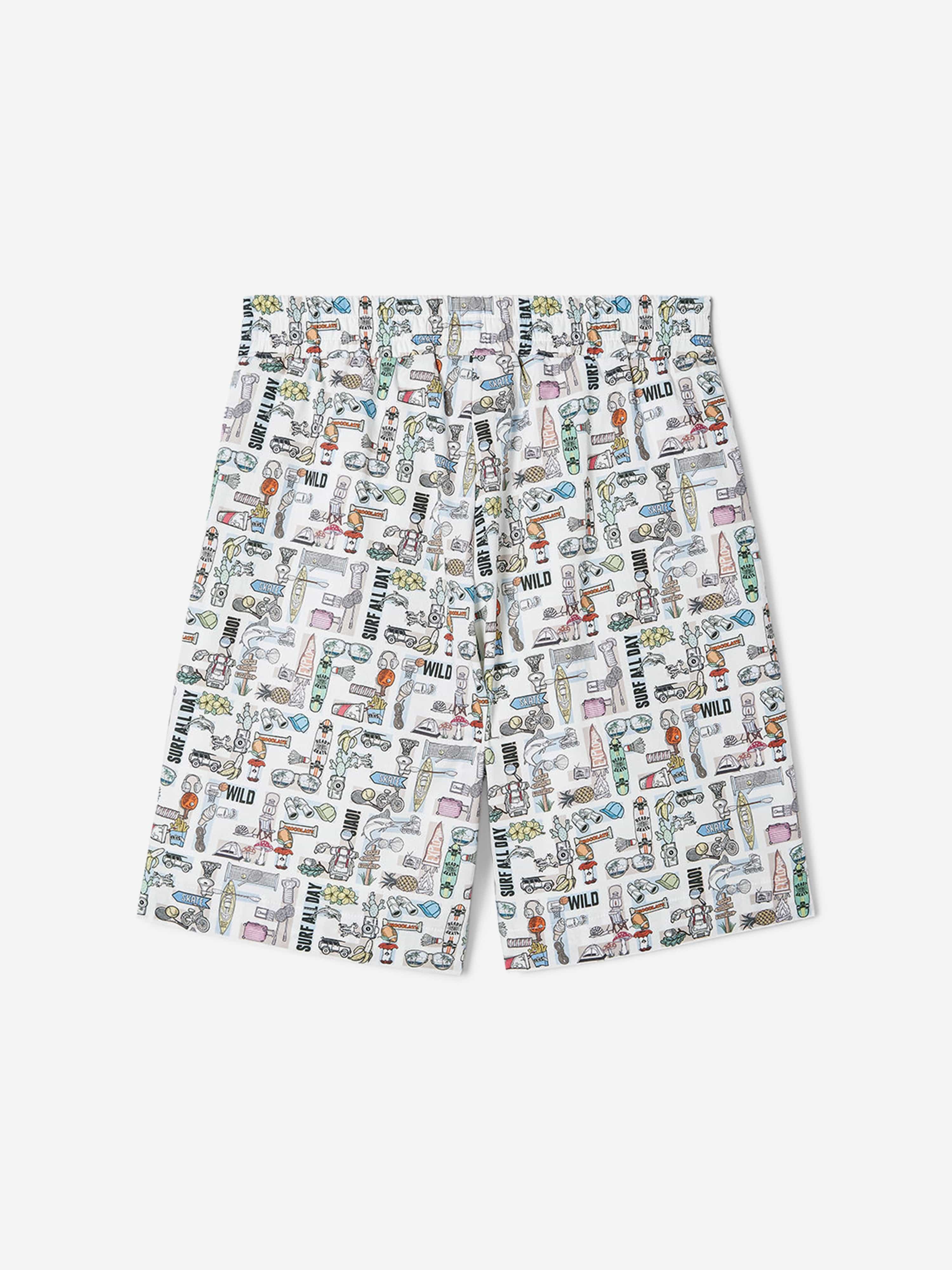 Fendi Boys FF Logo Bermuda Shorts in White
