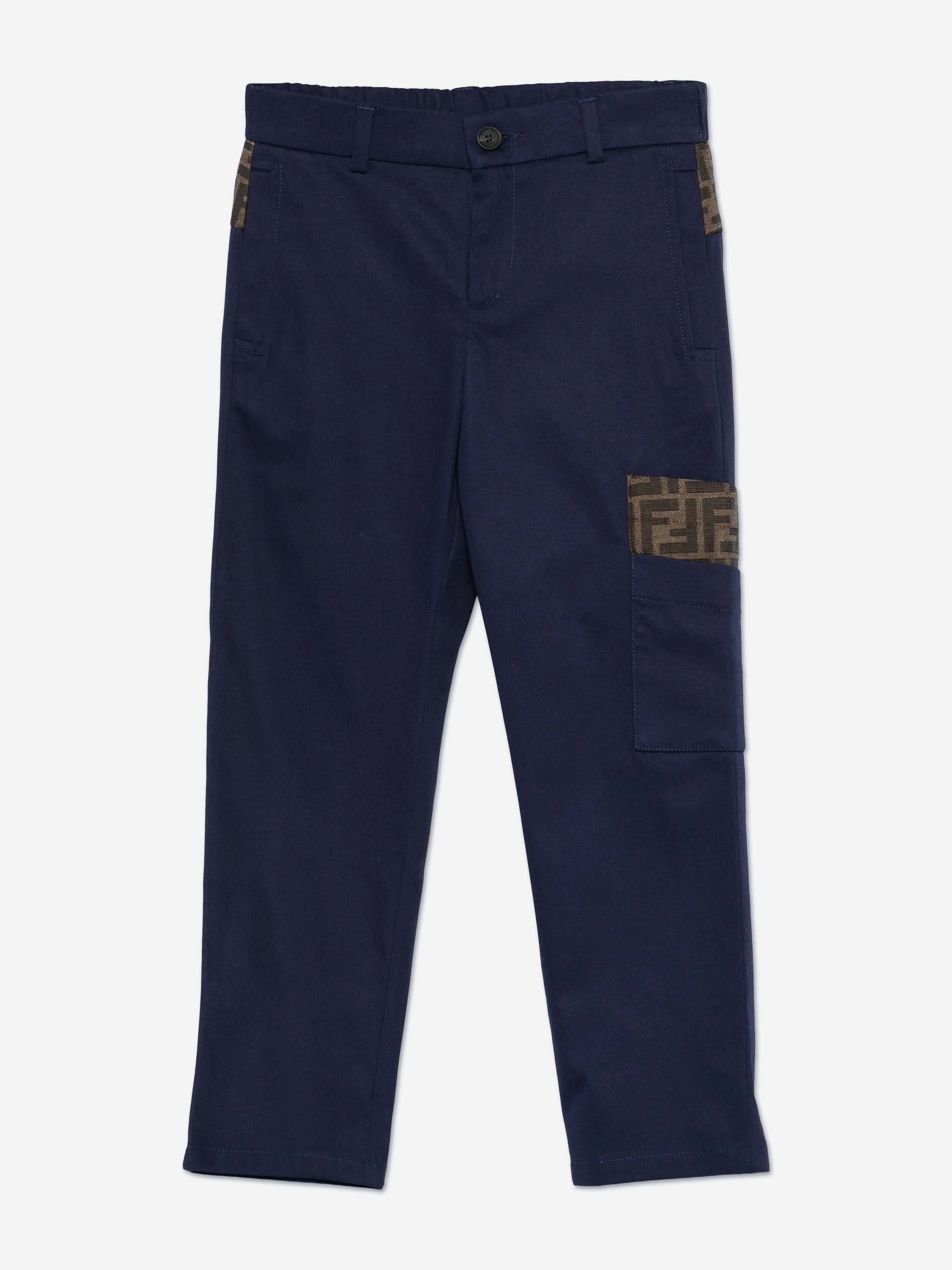 Fendi Boys Gabardine Trousers in Navy