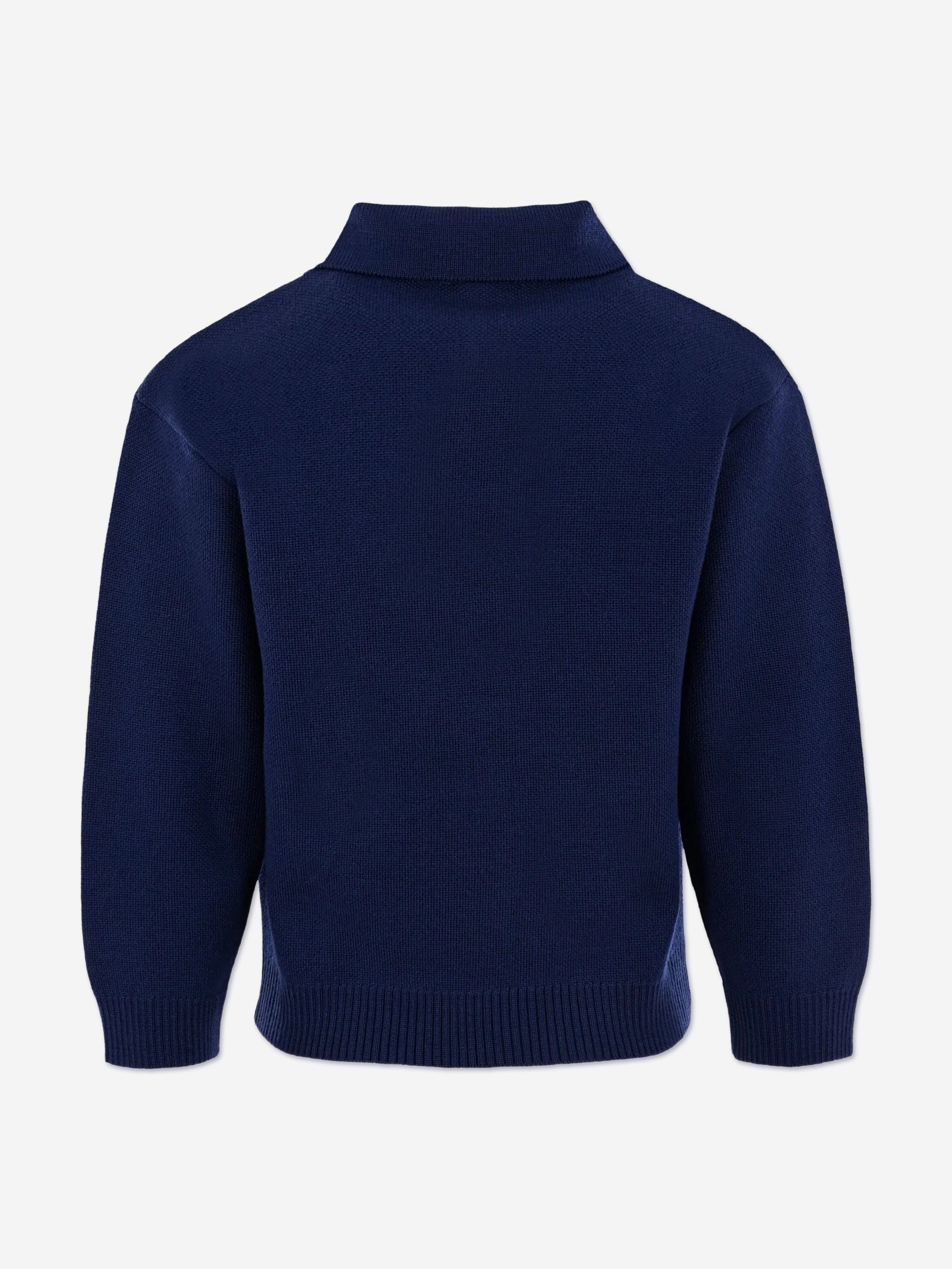Fendi Boys Wool Knit Logo Sweatshirt in Navy