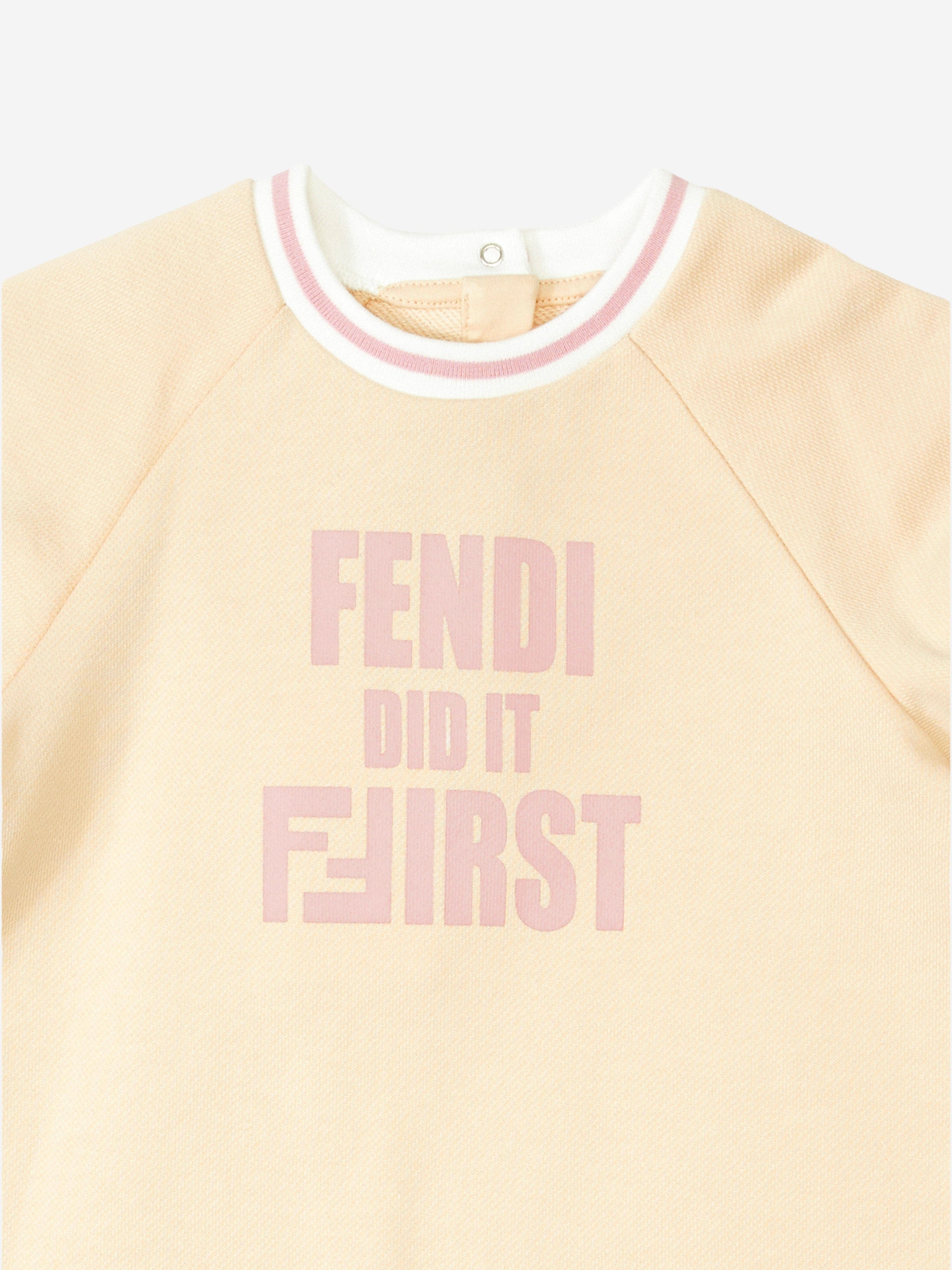 Fendi Baby Girls Slogan Sweater Dress in Pink