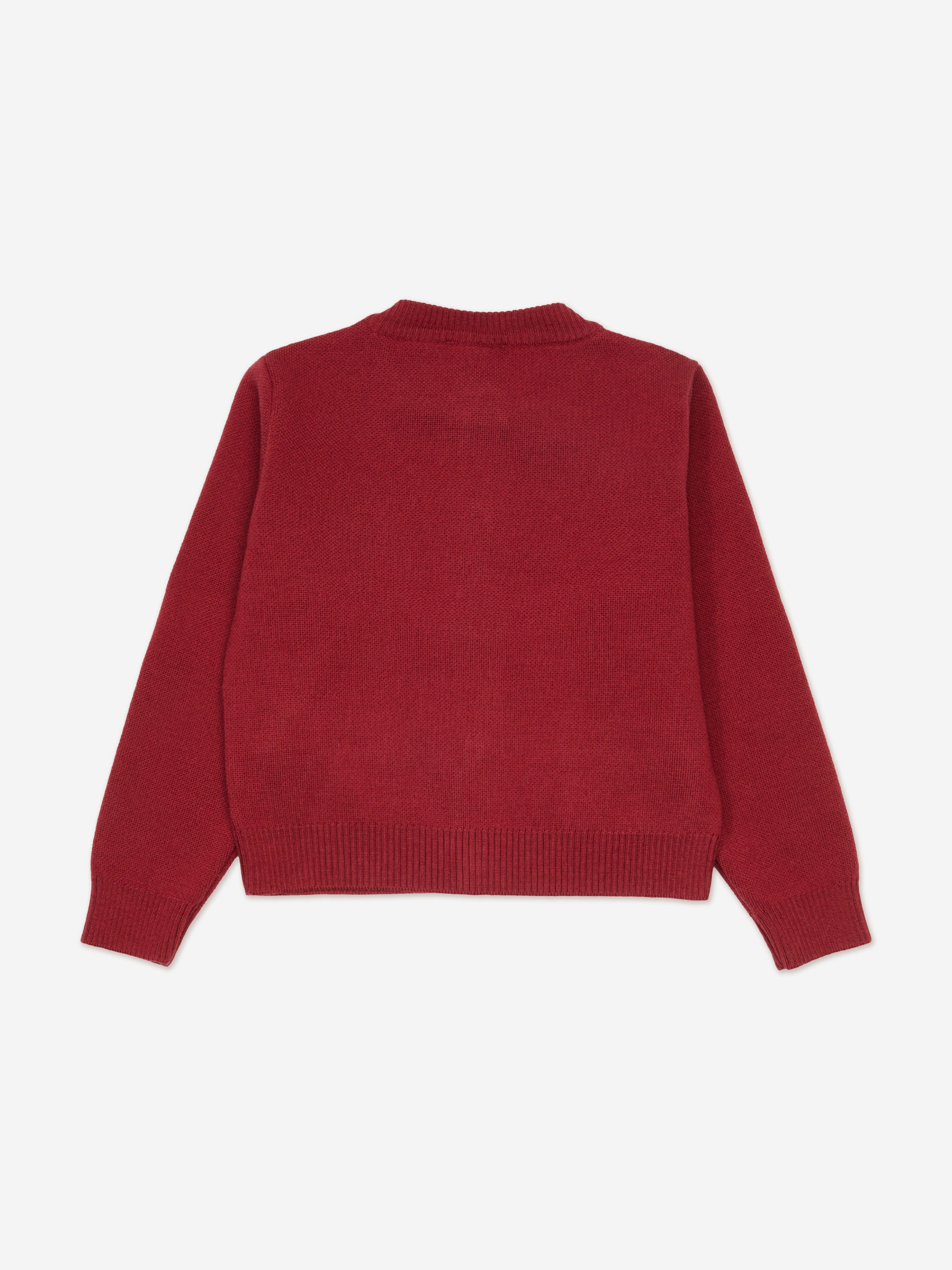 Fendi Girls Wool Knit Logo Cardigan in Red