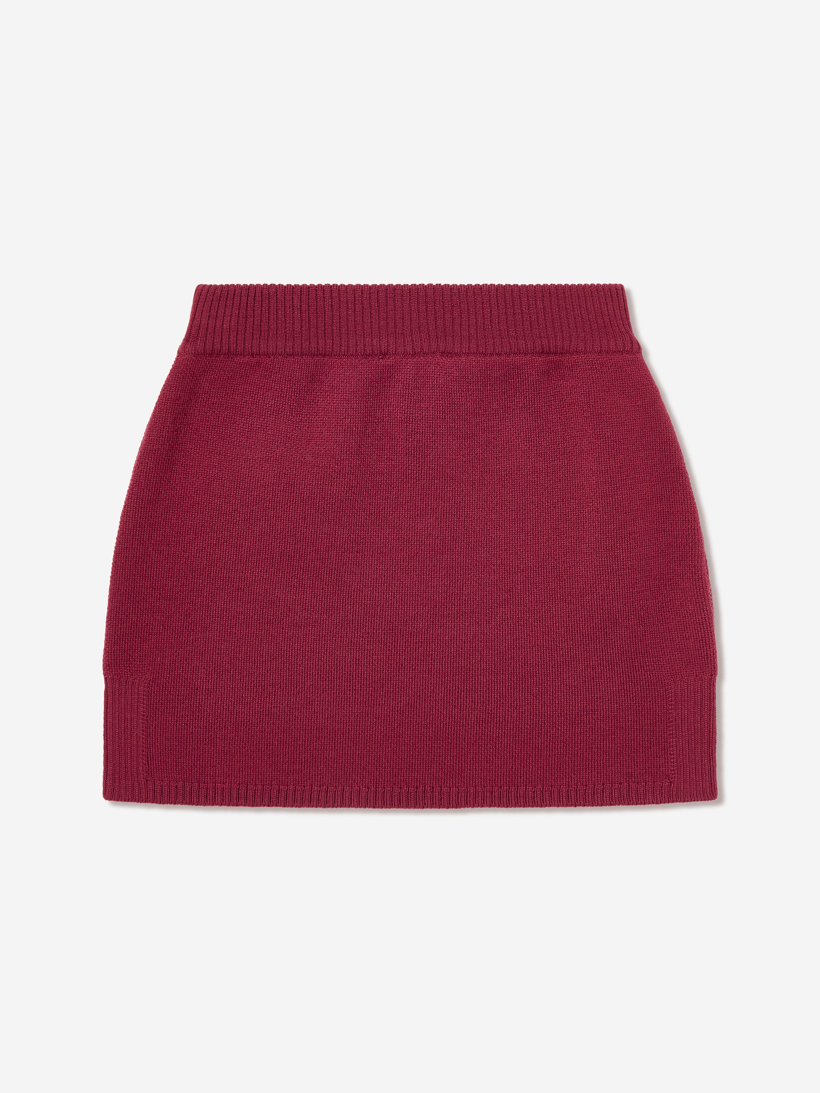 Fendi Girls Wool Knit Logo Skirt in Red