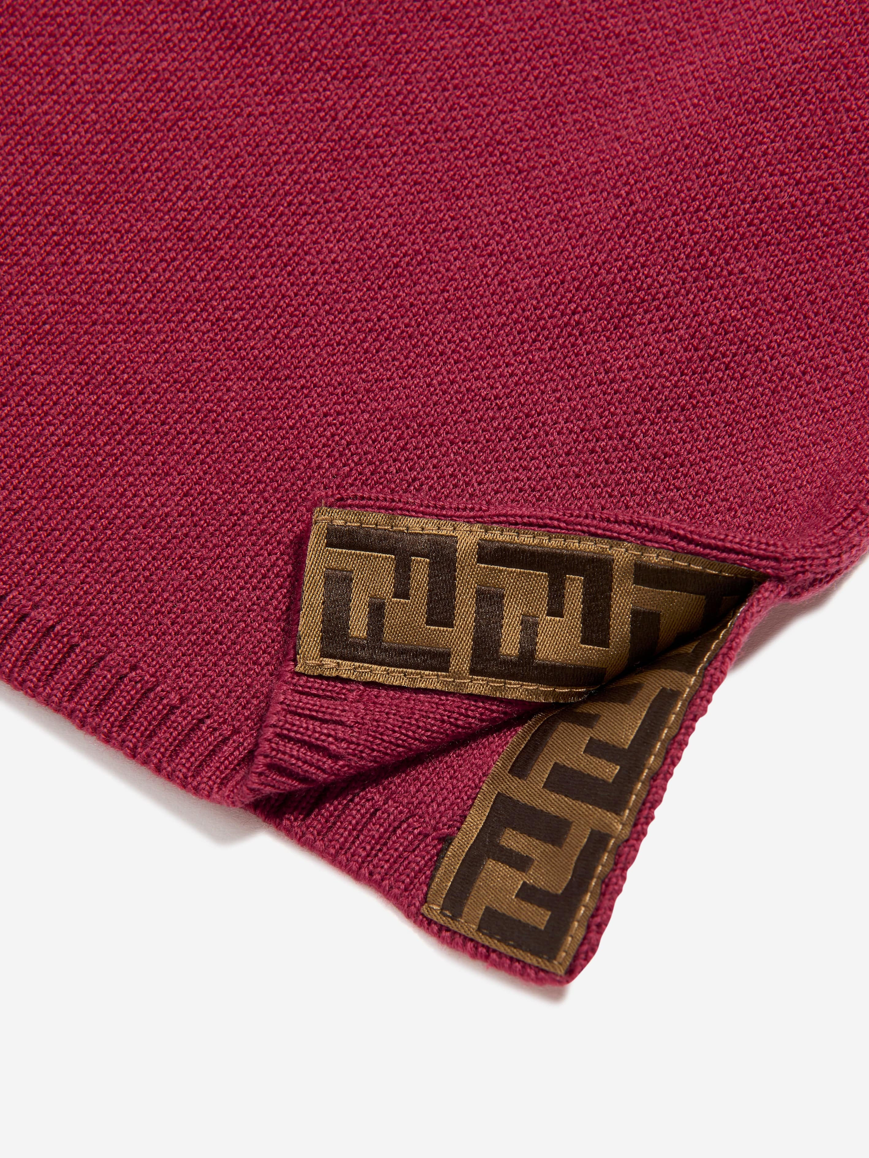 Fendi Girls Wool Knit Logo Skirt in Red