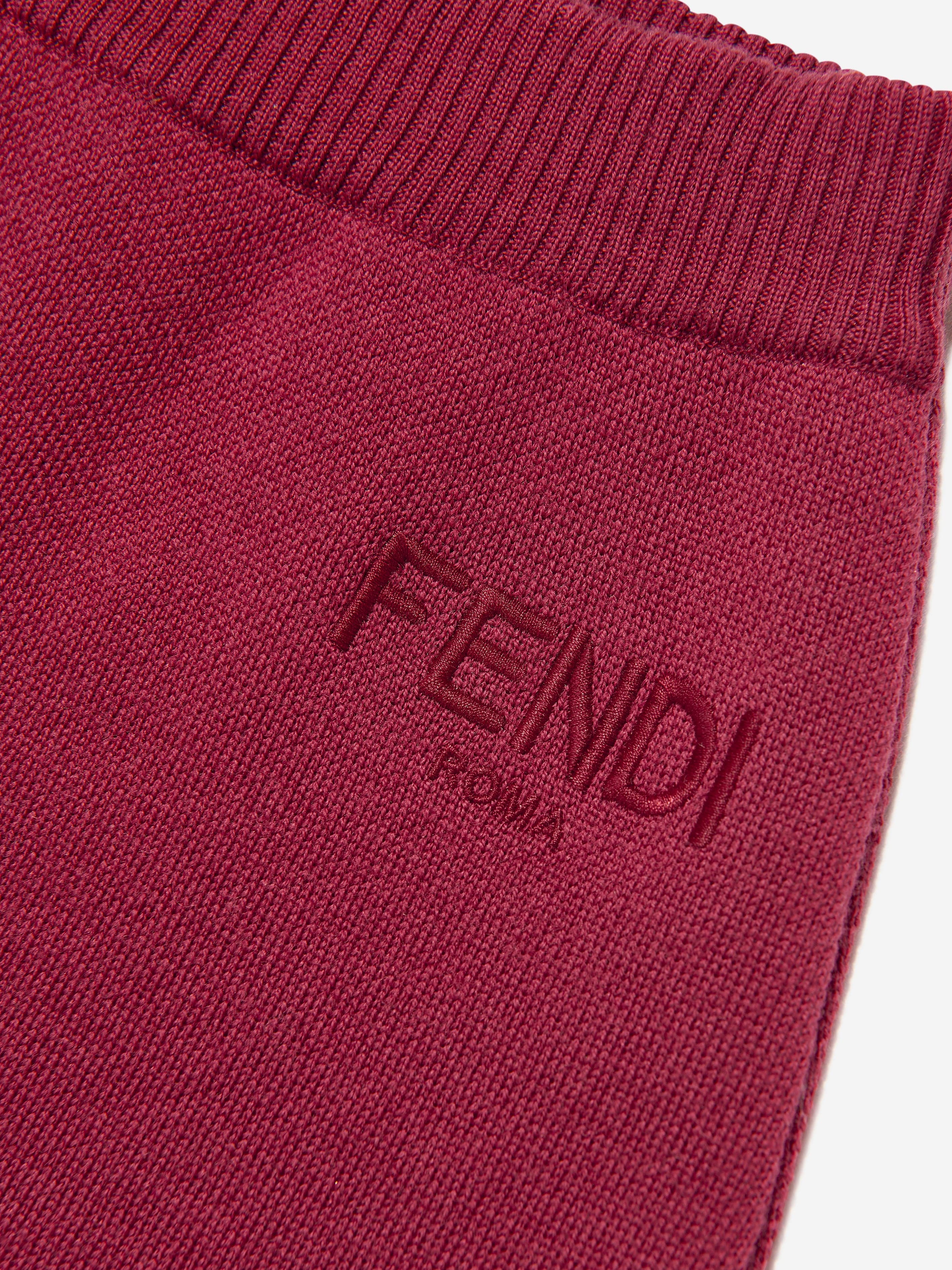 Fendi Girls Wool Knit Logo Skirt in Red