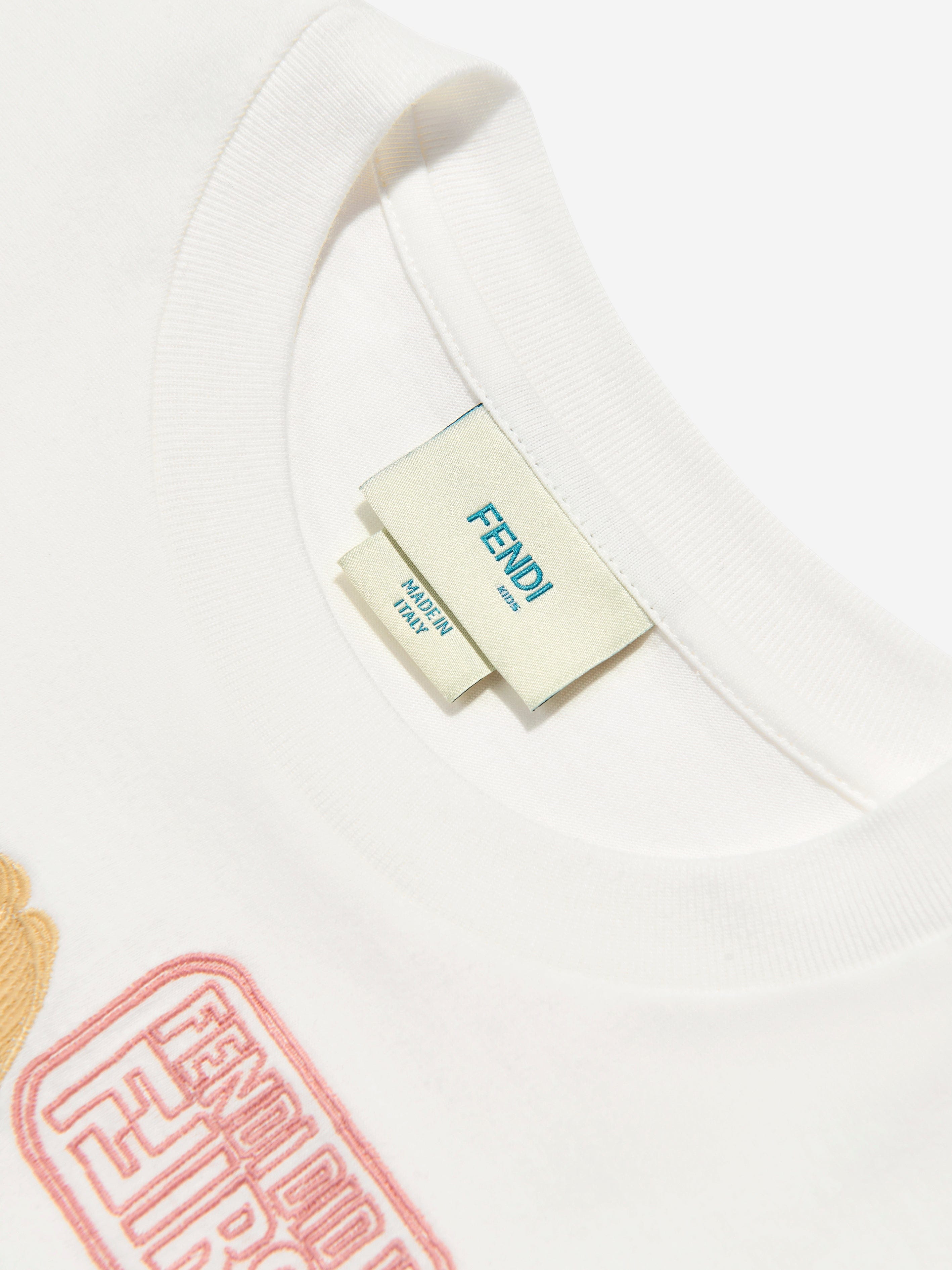 Fendi Girls Graphic Print T-Shirt in White