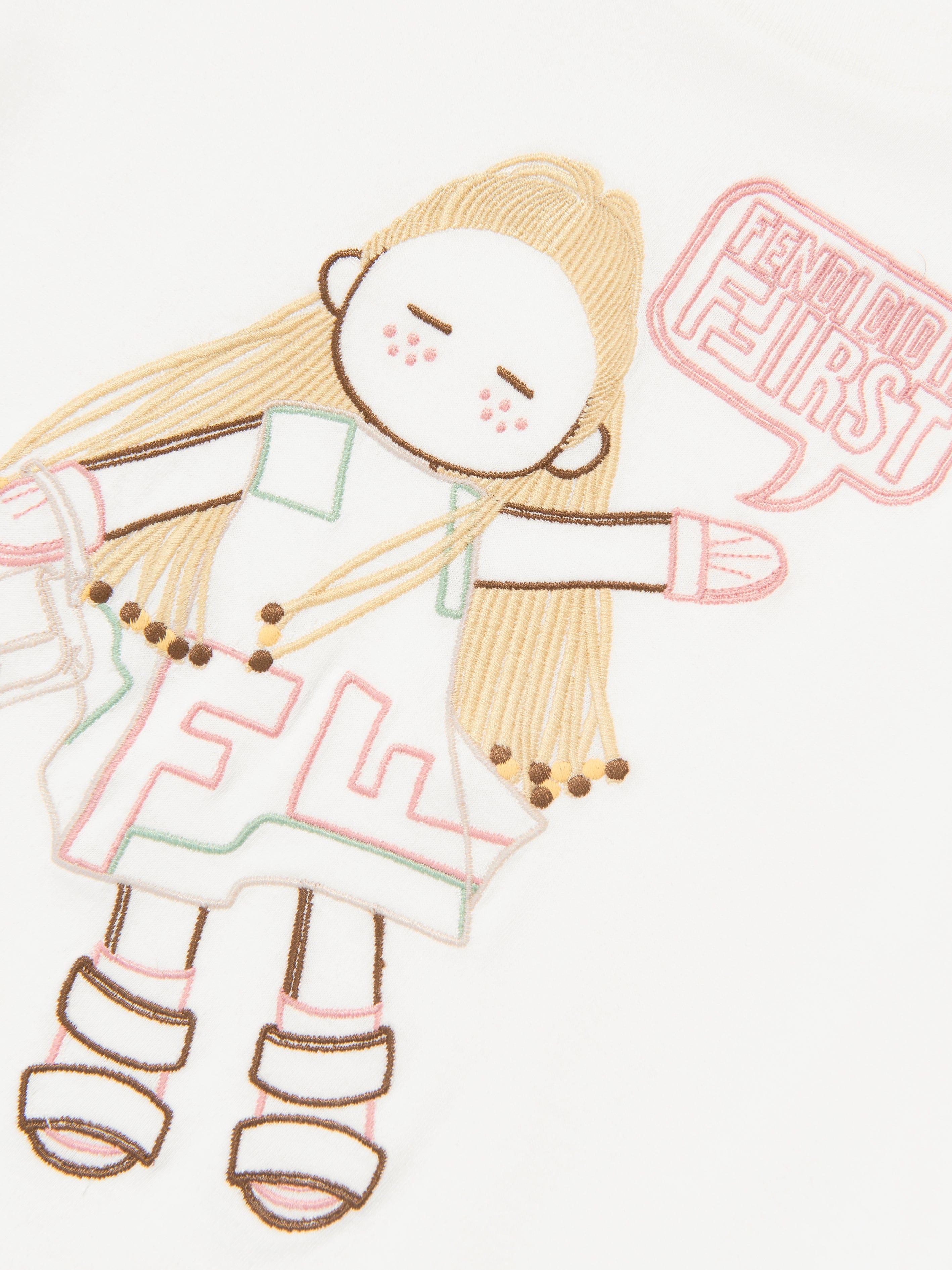 Fendi Girls Graphic Print T-Shirt in White