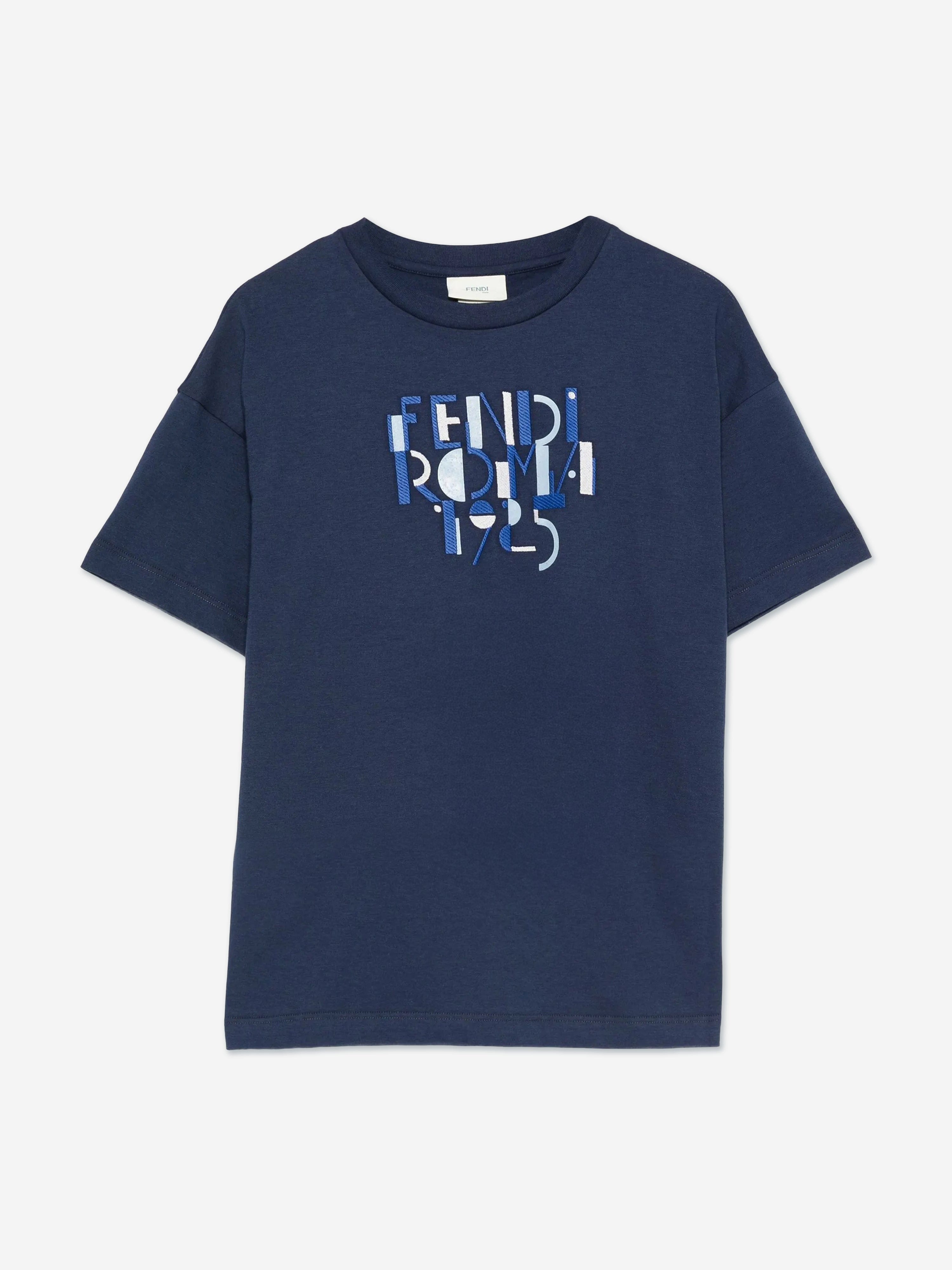 Fendi Boys Logo T-Shirt in Blue