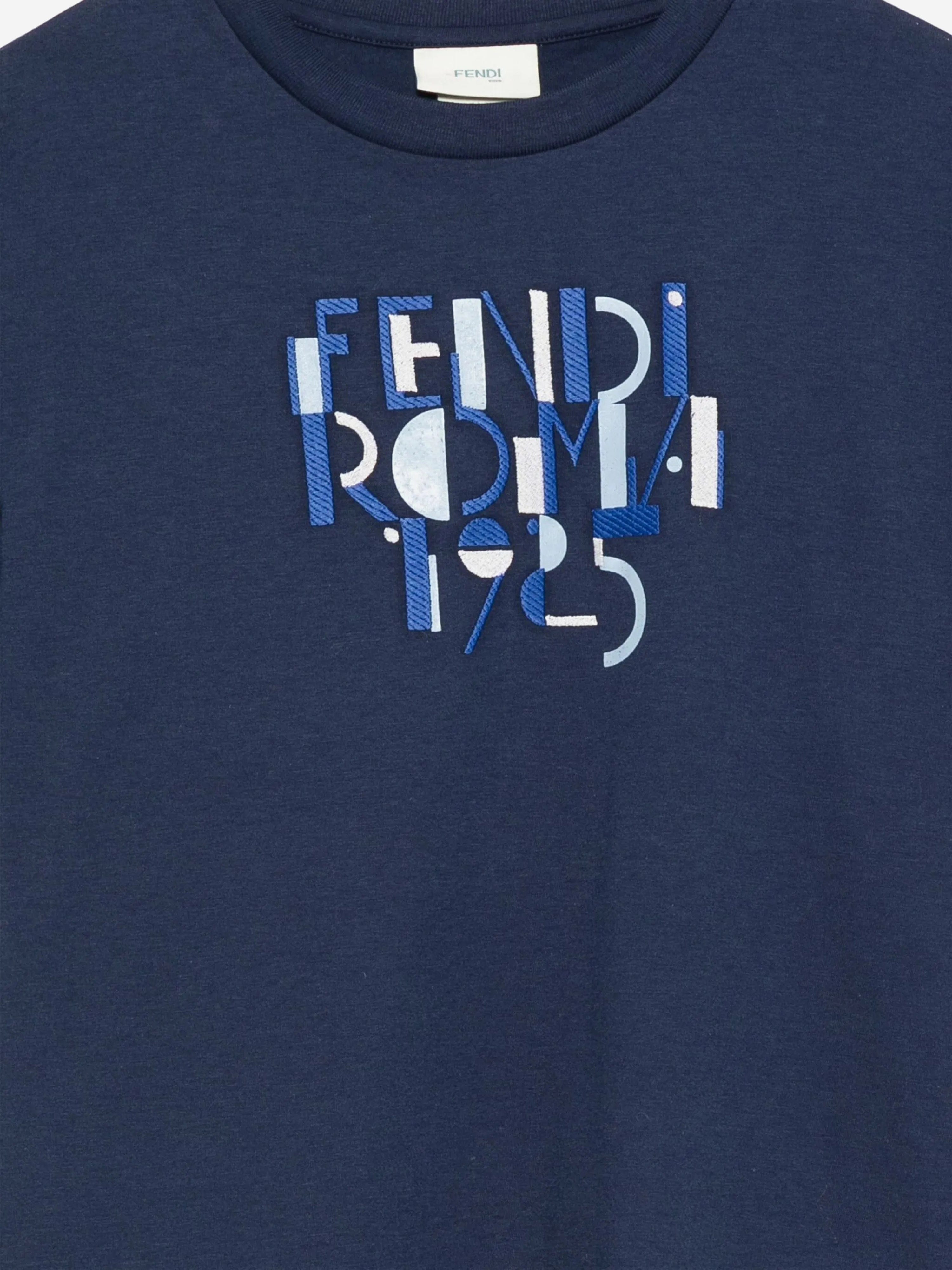 Fendi Boys Logo T-Shirt in Blue