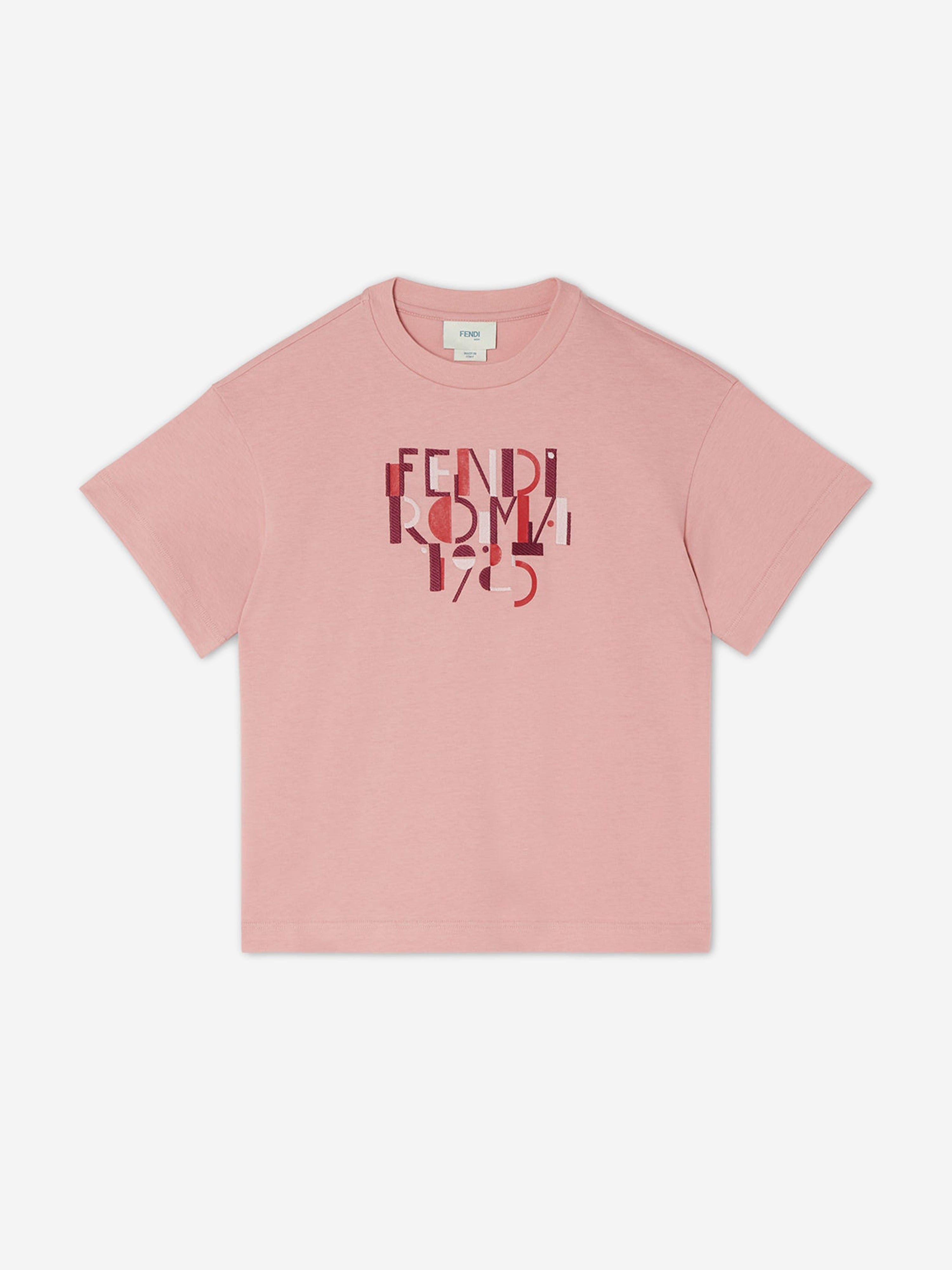 Fendi Girls Logo T-Shirt in Pink