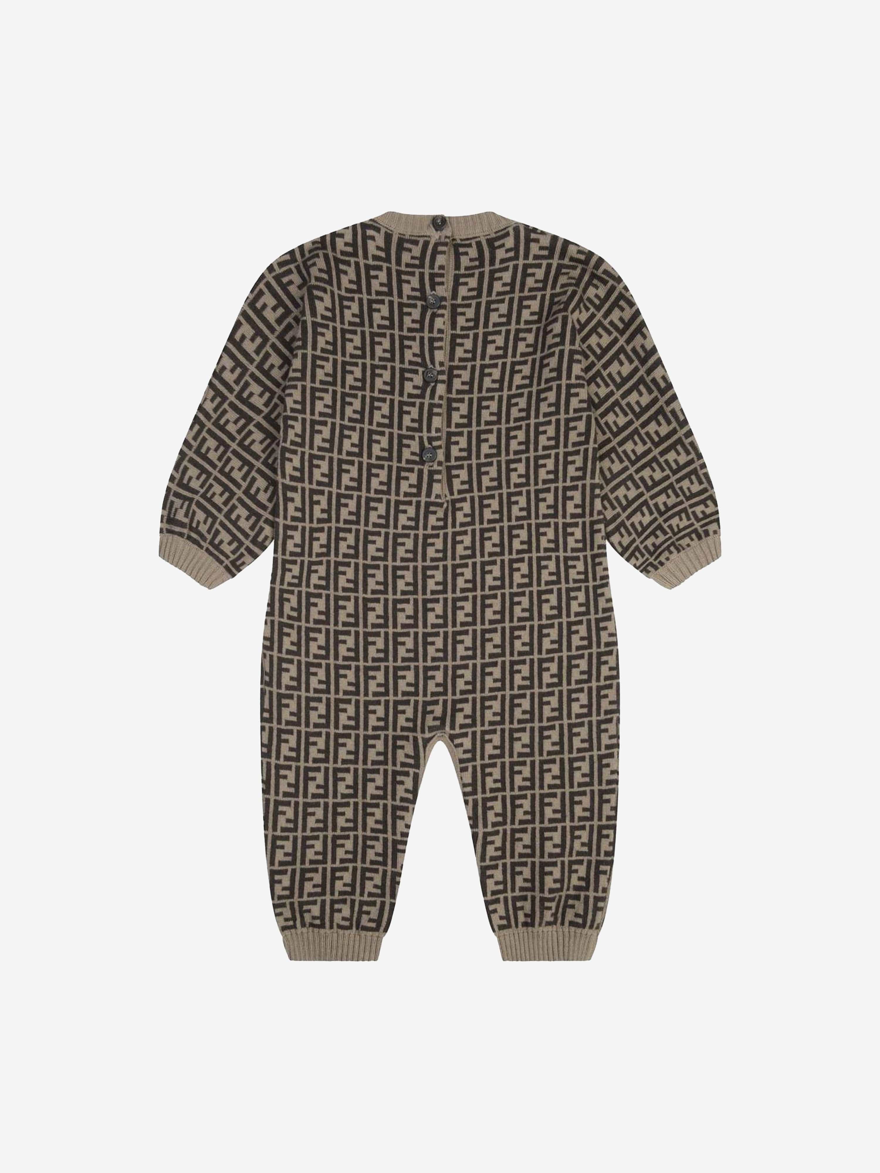 Fendi Baby Cotton & Cashmere Romper in Brown