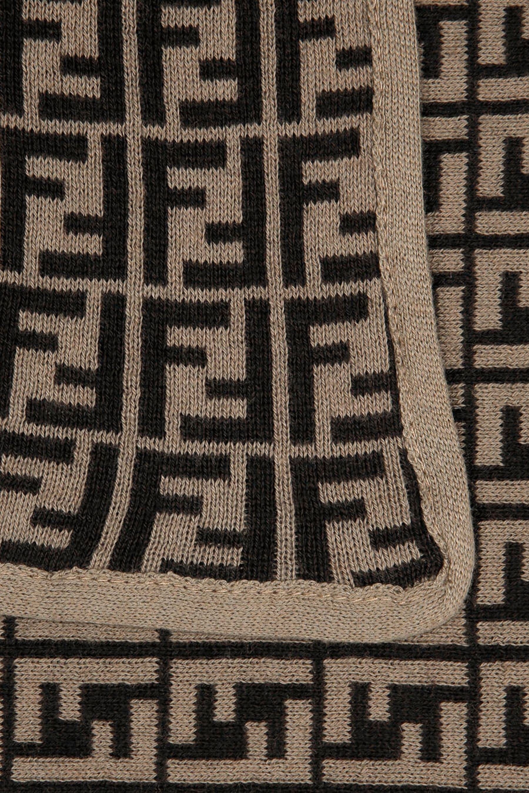 Fendi Baby Cotton And Cashmere Logo Blanket in Brown