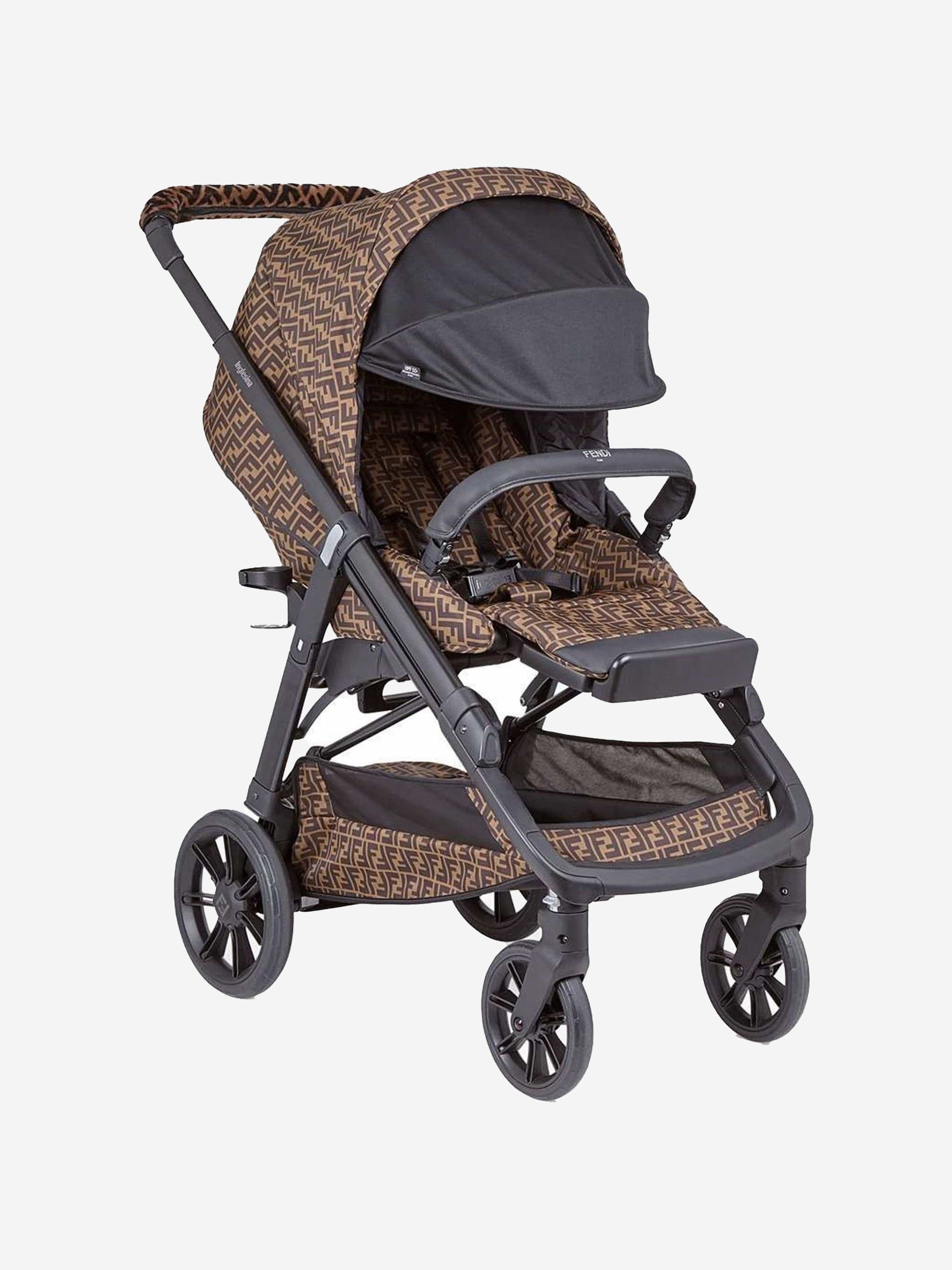 Fendi Baby FF Logo Stroller in Brown