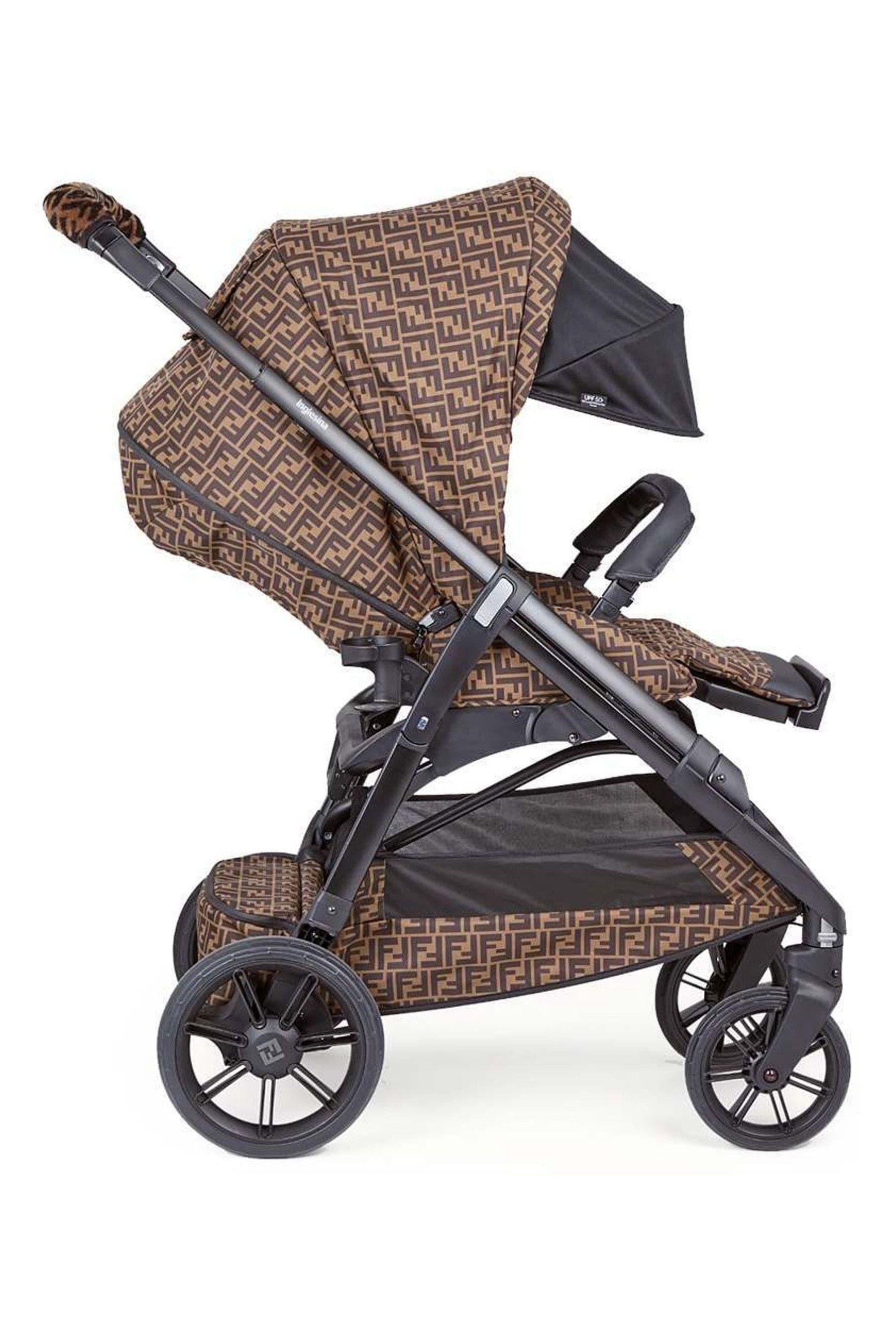 Fendi Baby FF Logo Stroller in Brown