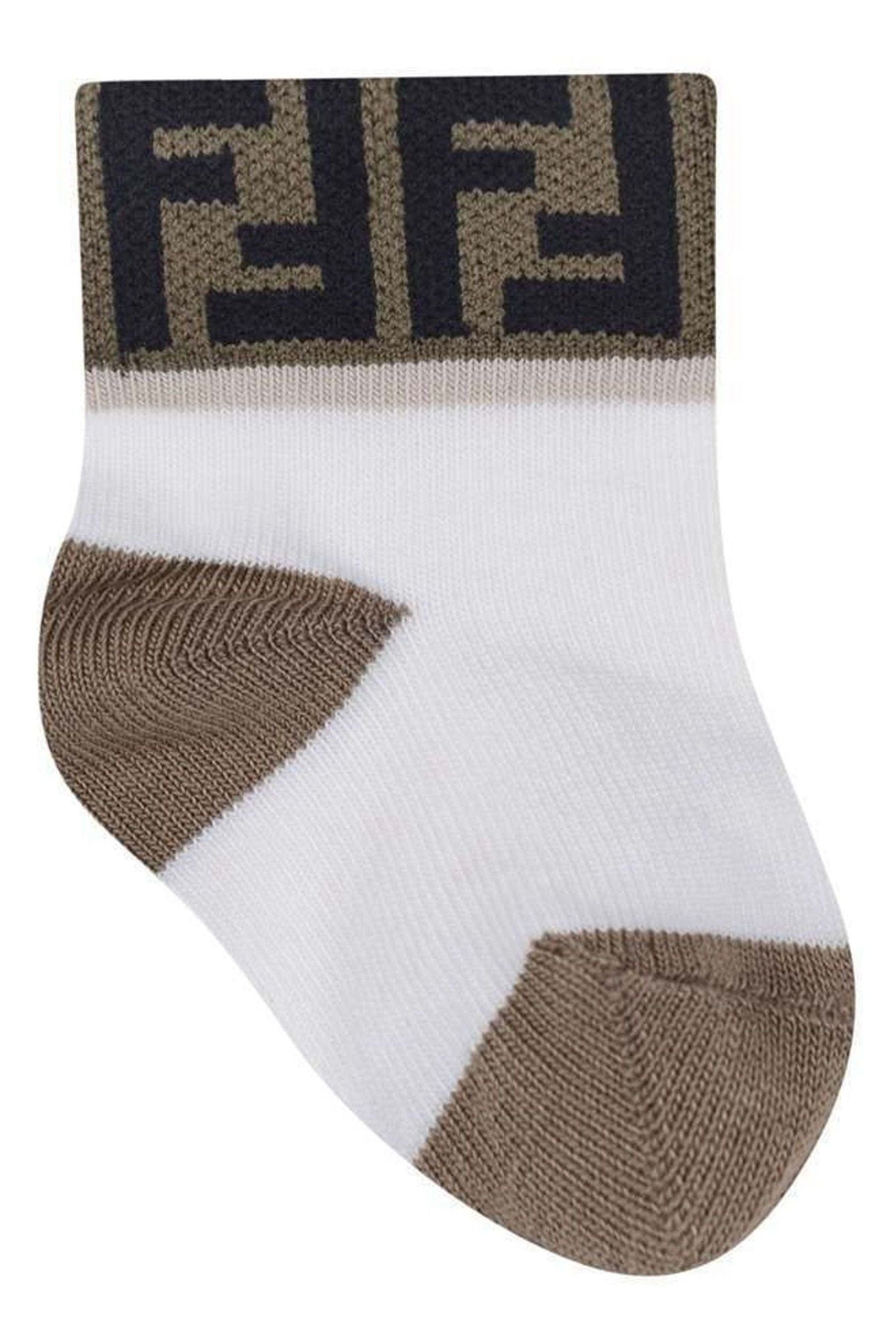 Fendi Baby Boys Cotton Logo Trim Socks (7 Pack) in Multicolour