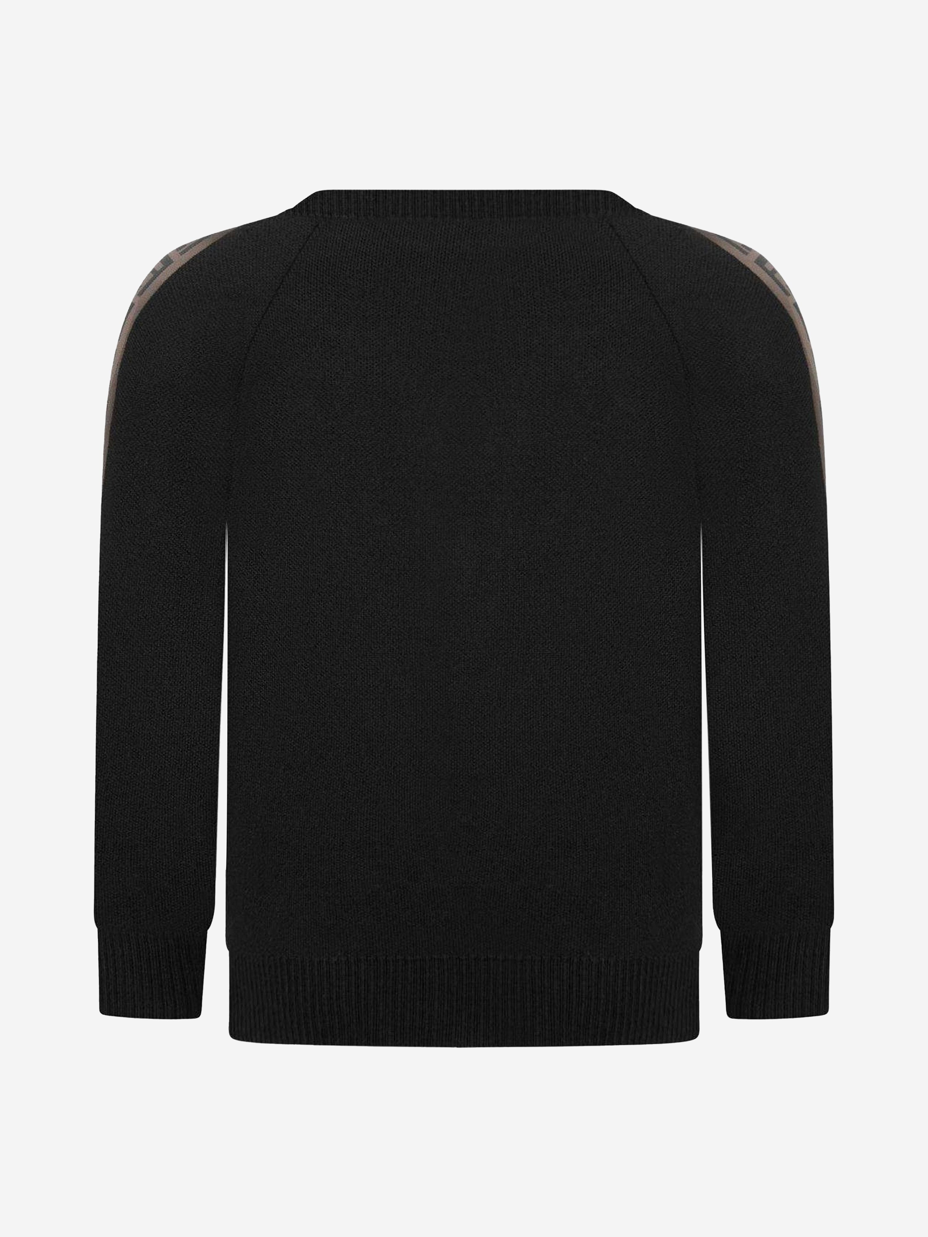 Fendi Fendi Boys Wool Logo Trim Sweater in Black