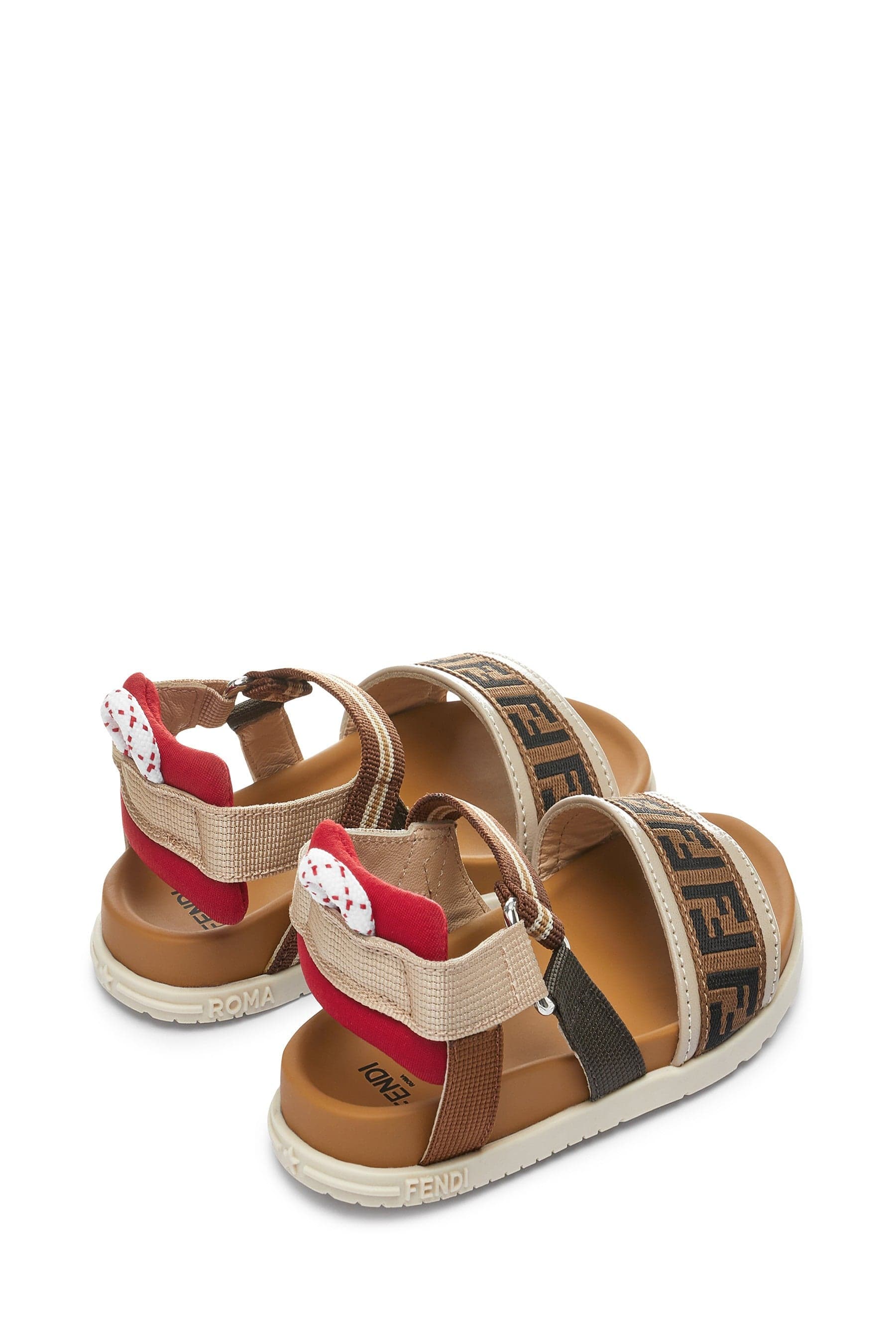 Fendi Kids FF Logo Sandals in Beige