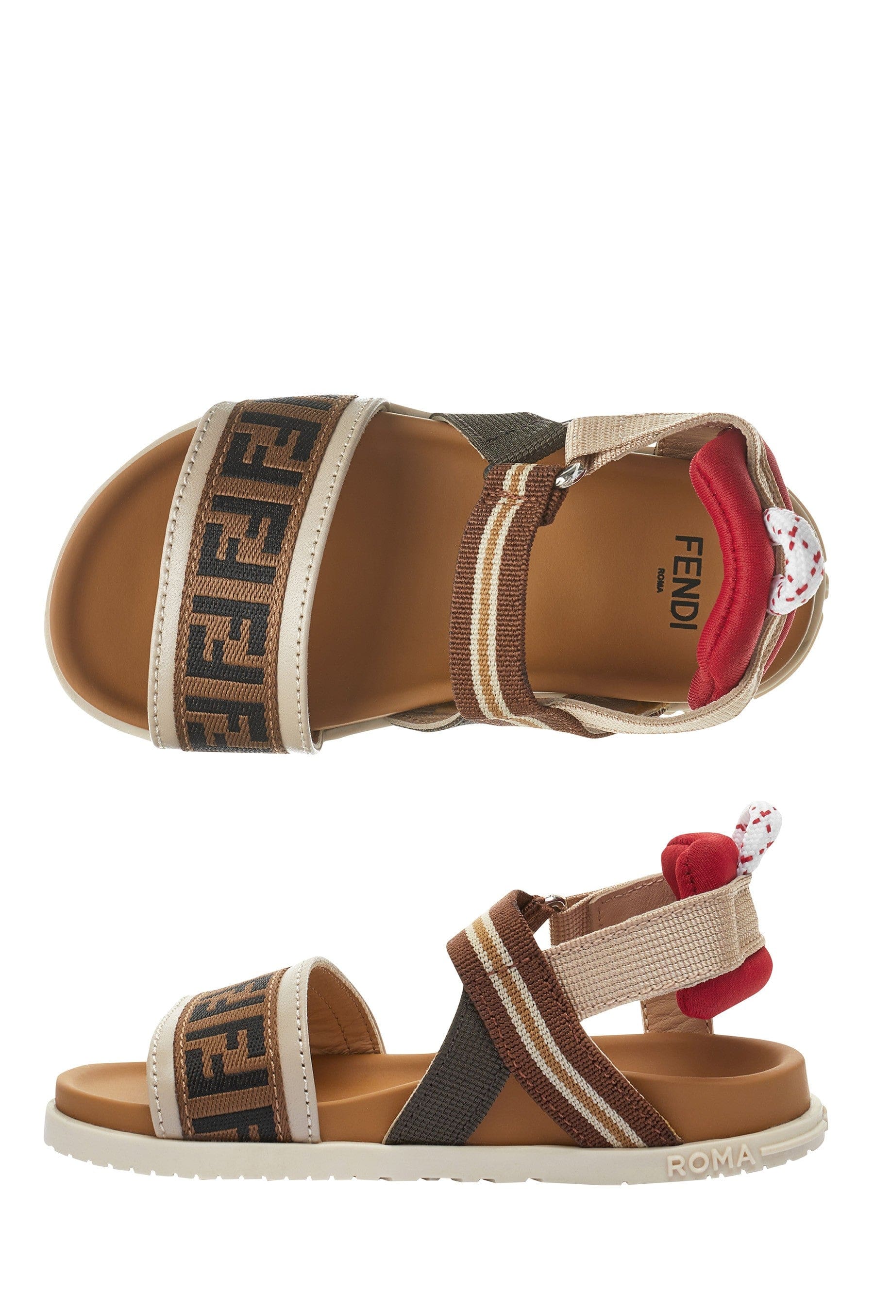 Fendi Kids FF Logo Sandals in Beige