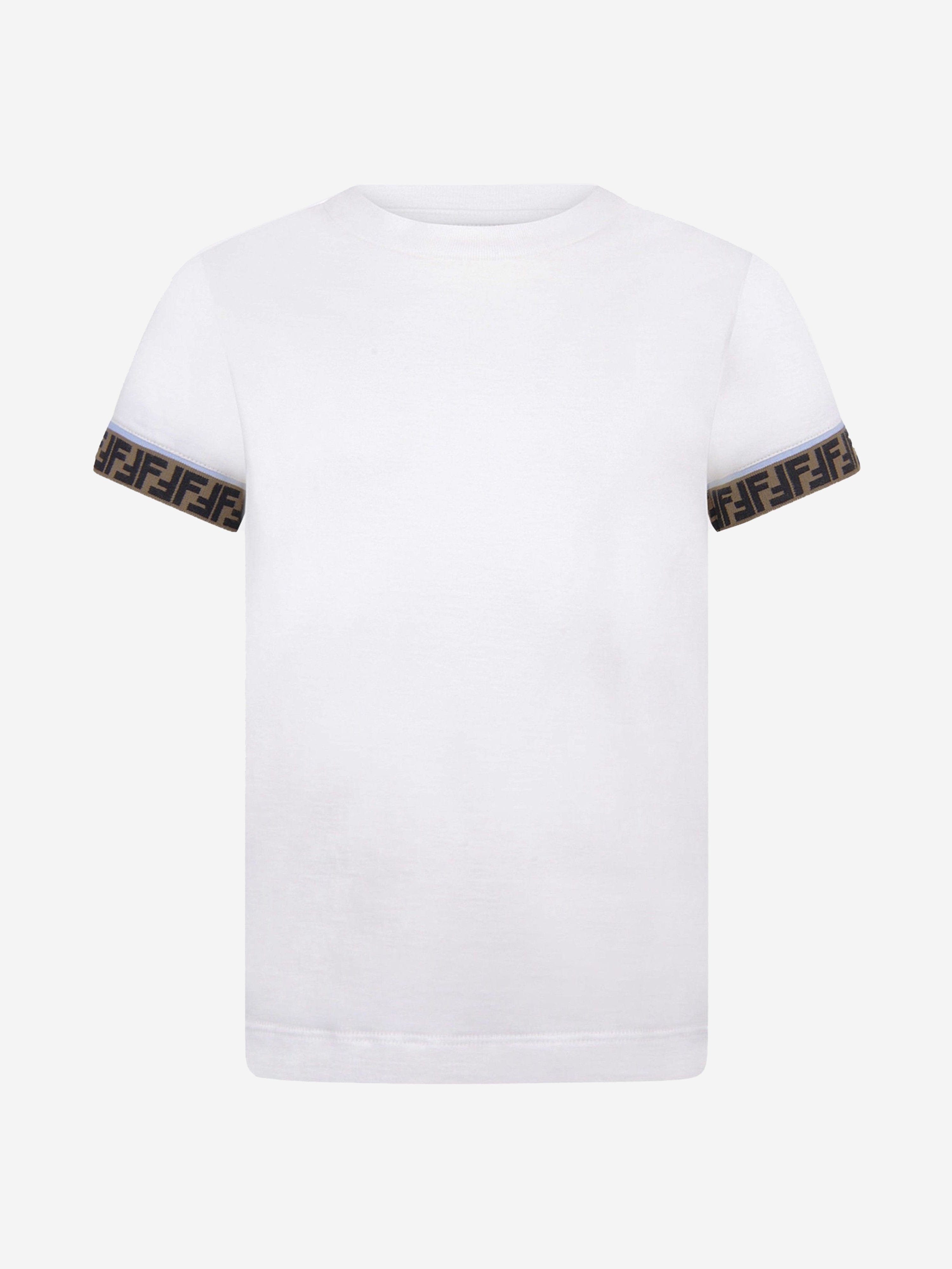 Fendi Kids Logo Trim T-Shirt in White