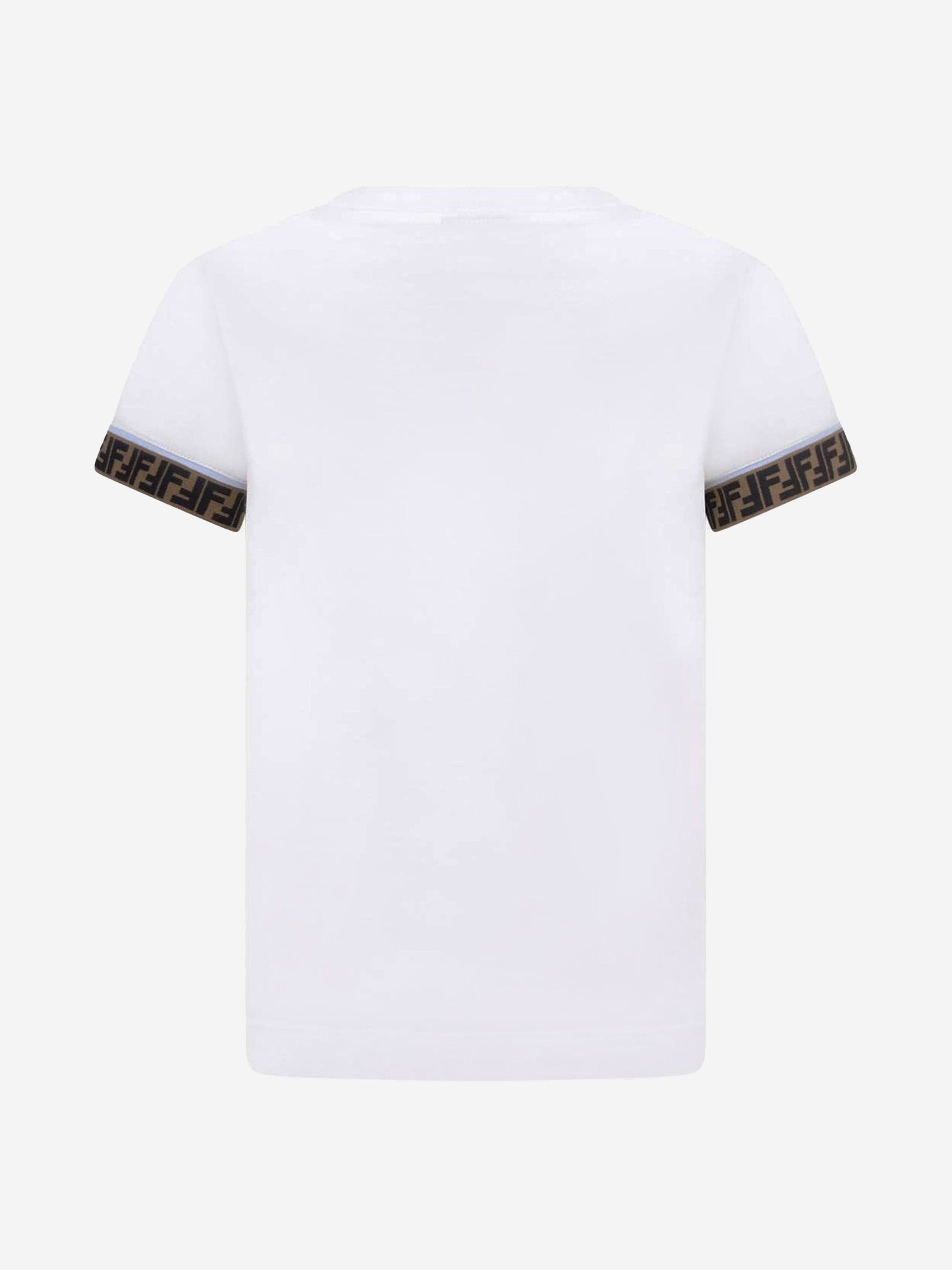 Fendi Kids Logo Trim T-Shirt in White