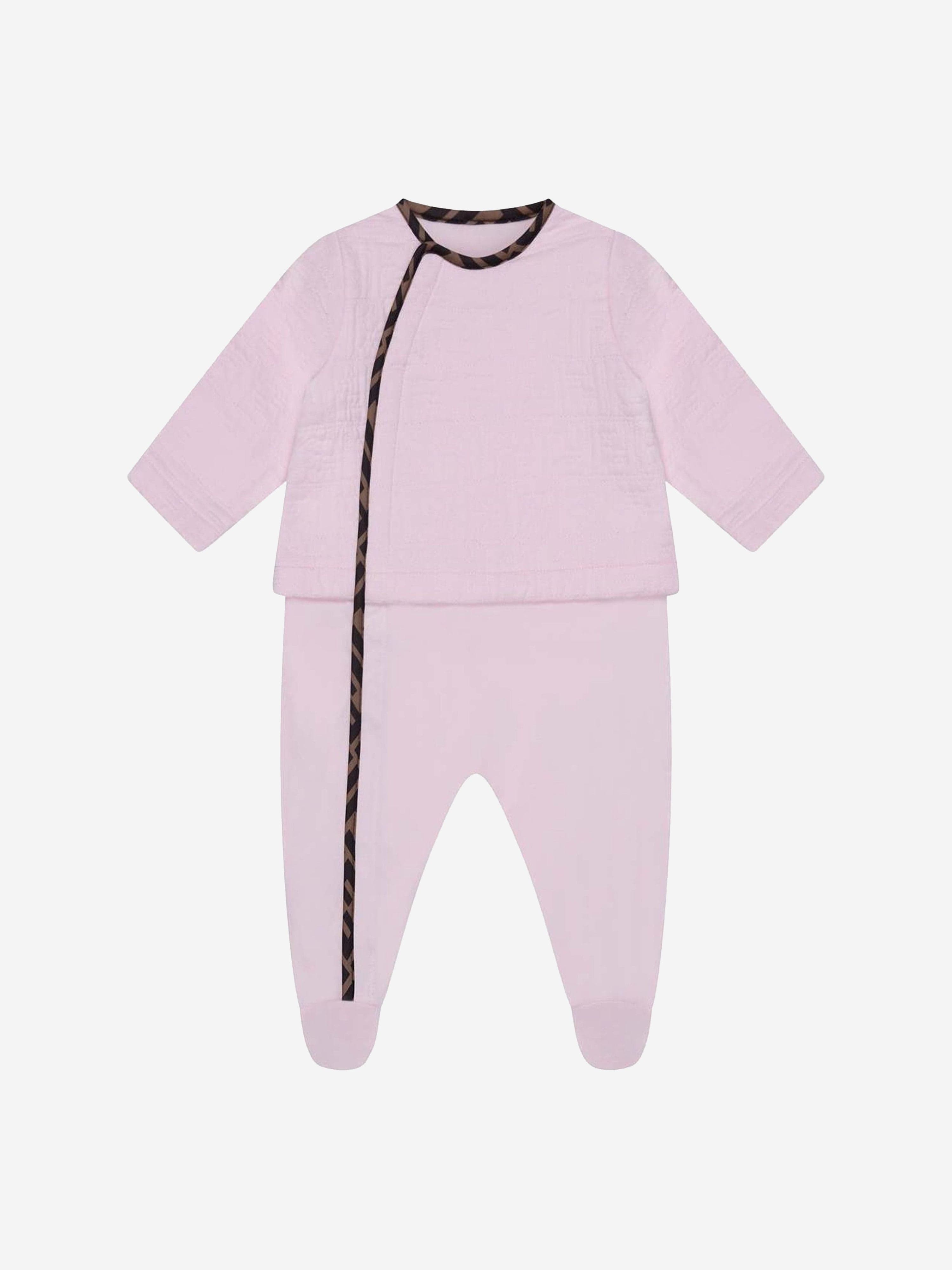 Fendi Baby Girls Cotton Babygrow Gift Set (3 Piece) in Pink