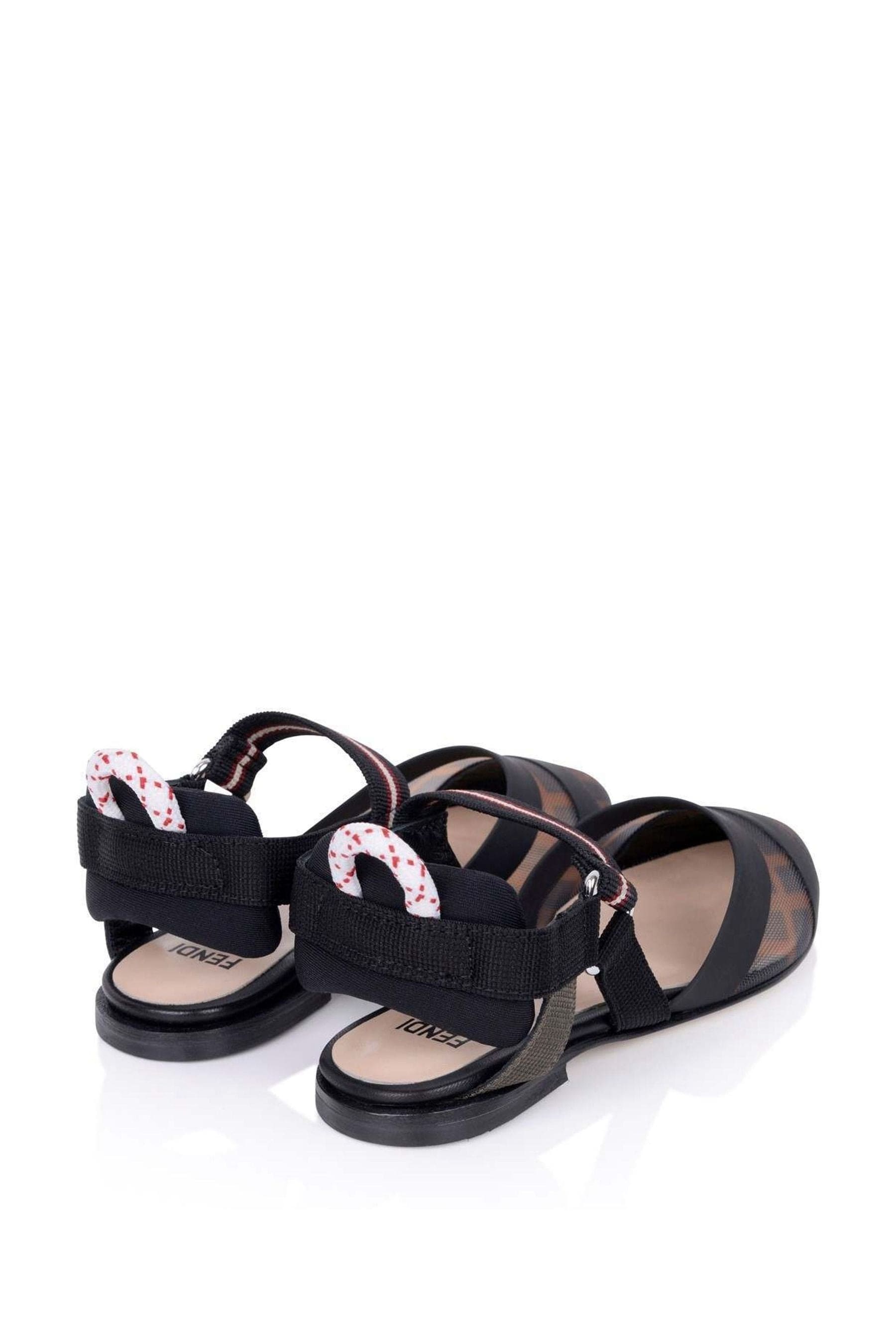 Fendi Fendi Girls Black & Brown Logo Sandals