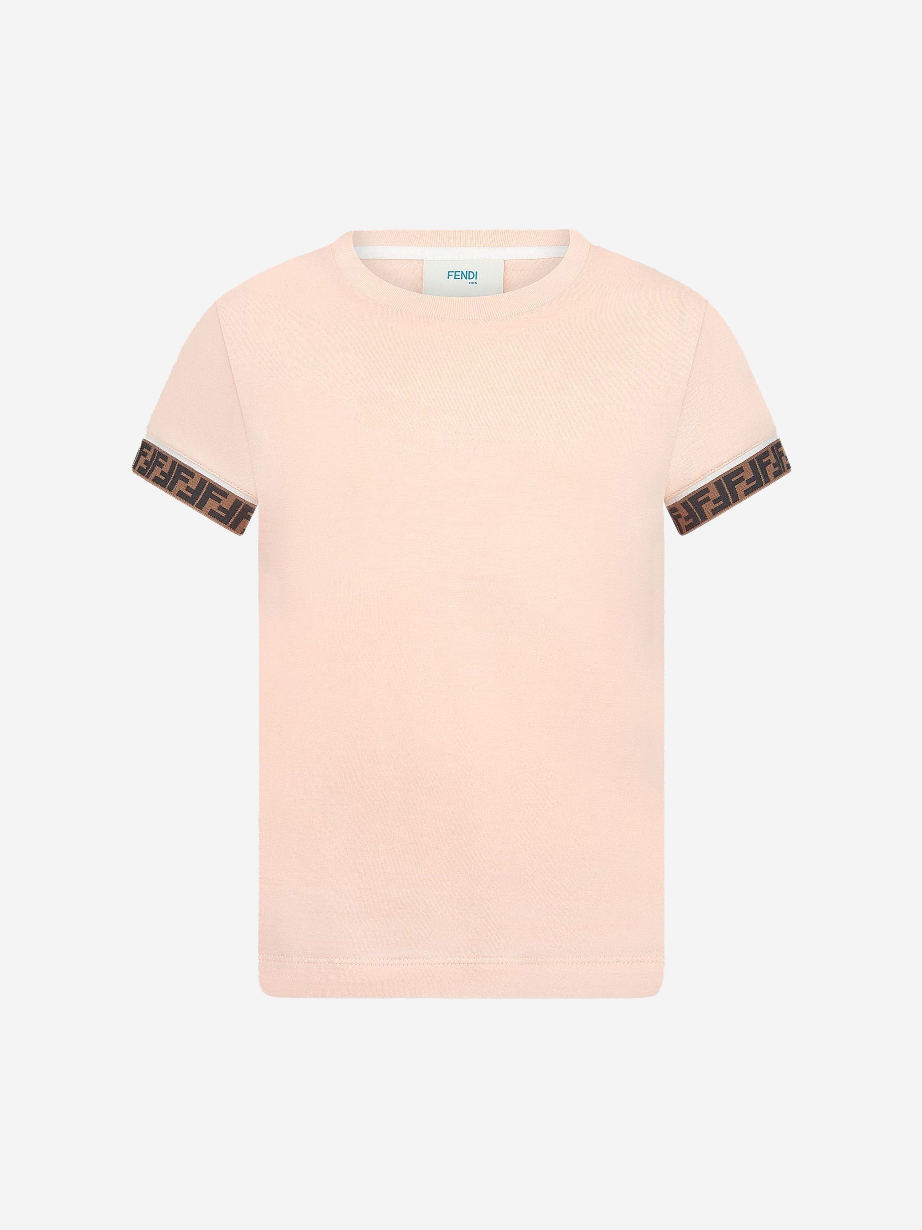 Fendi Unisex Cotton FF Logo Trim T-Shirt