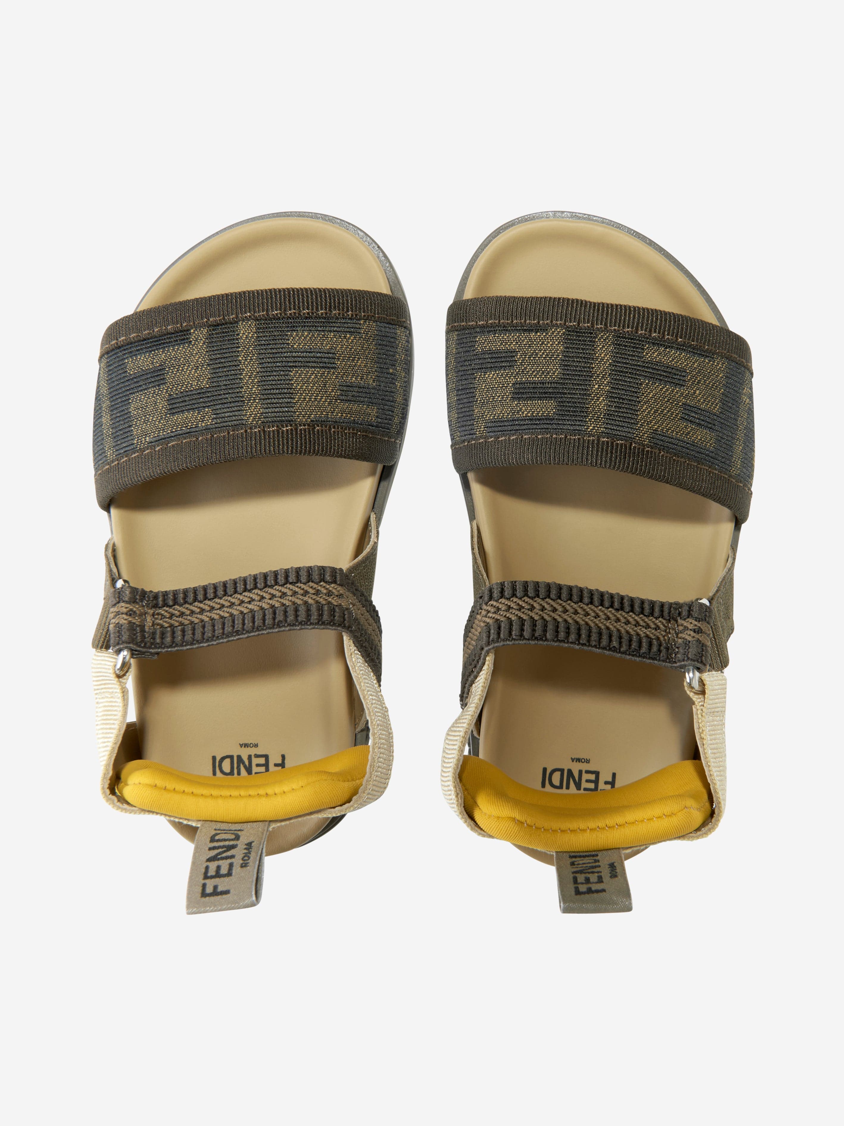 Fendi Kids FF Logo Sandals in Brown