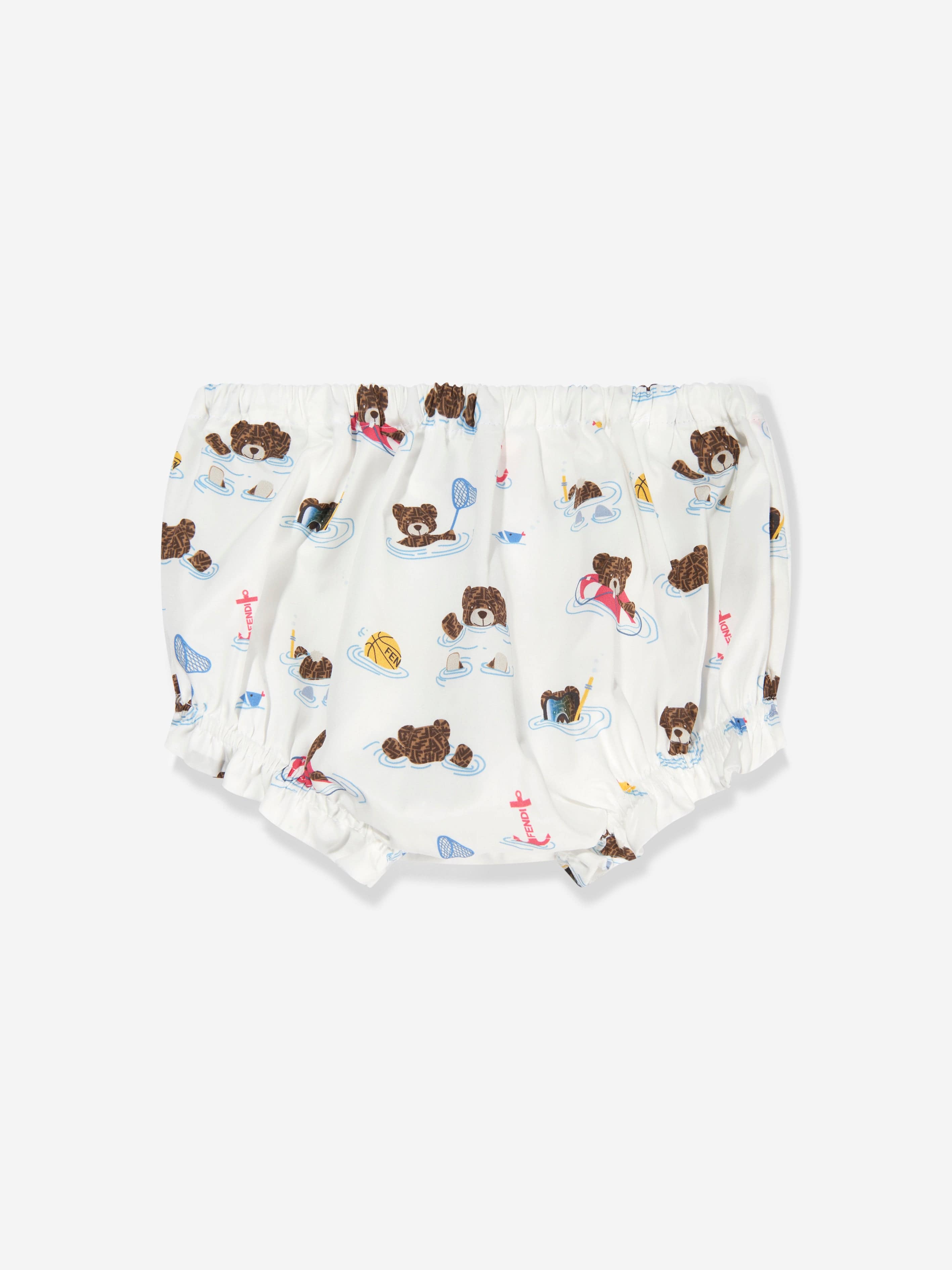 Fendi Baby Girls Bear Dress With Knickers in White