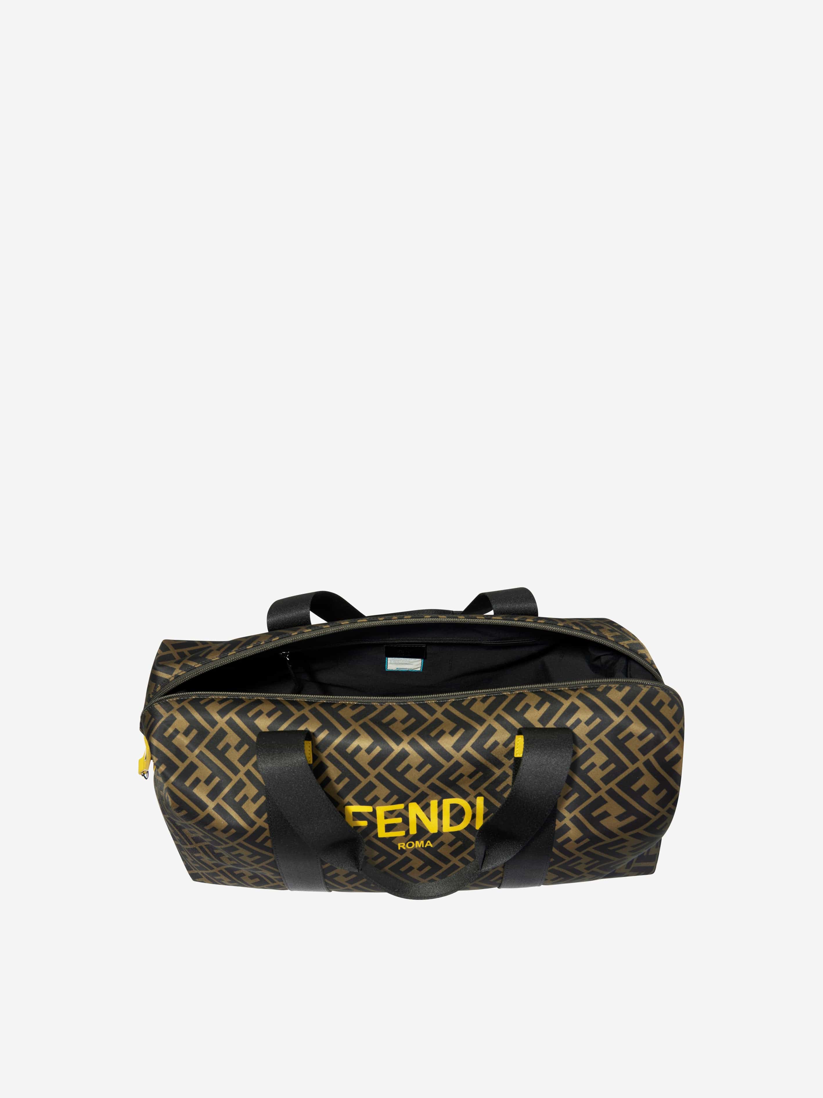 Fendi Kids FF Logo Gym Bag in Brown