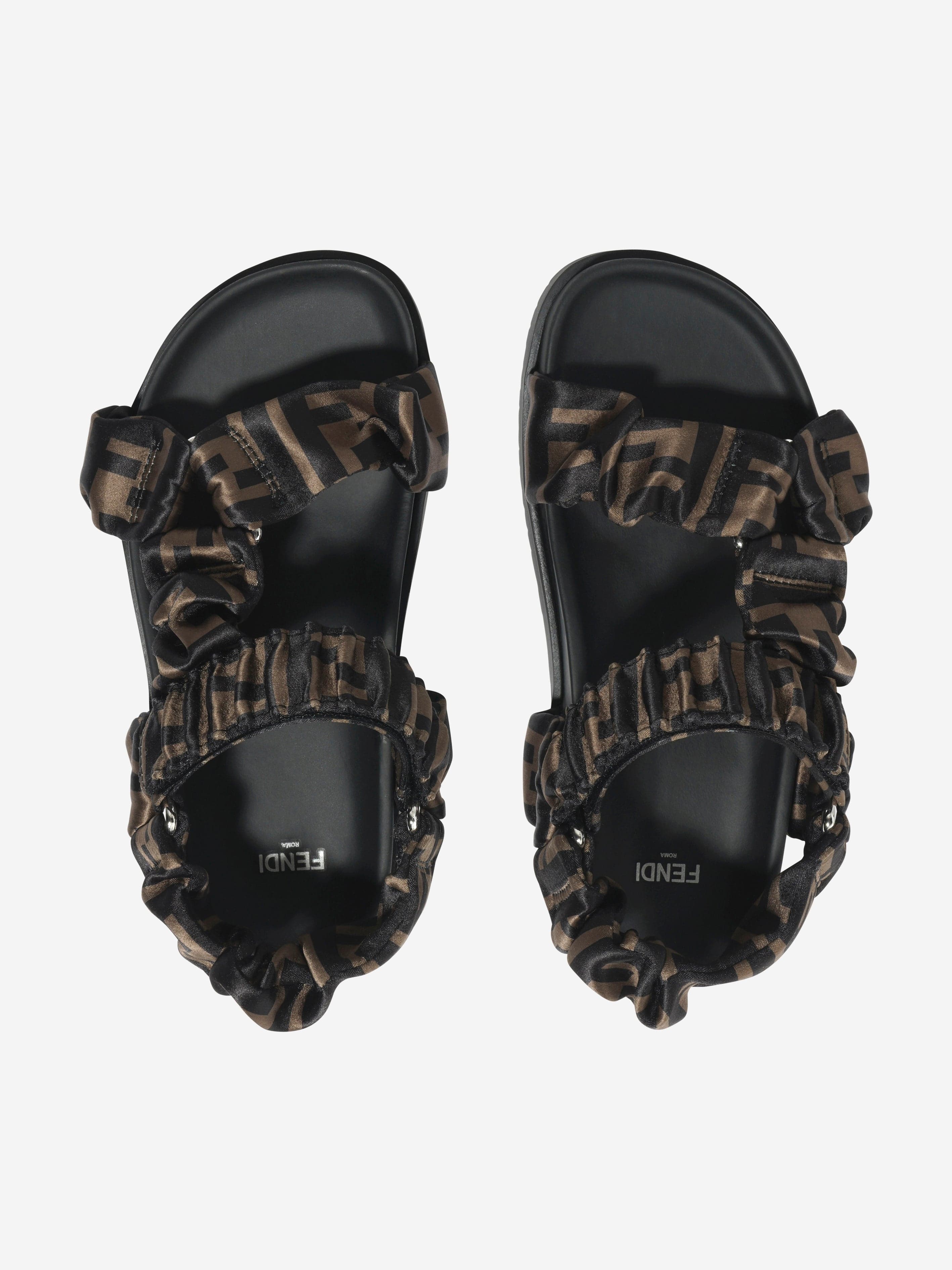 Fendi Kids FF Logo Sandals in Brown