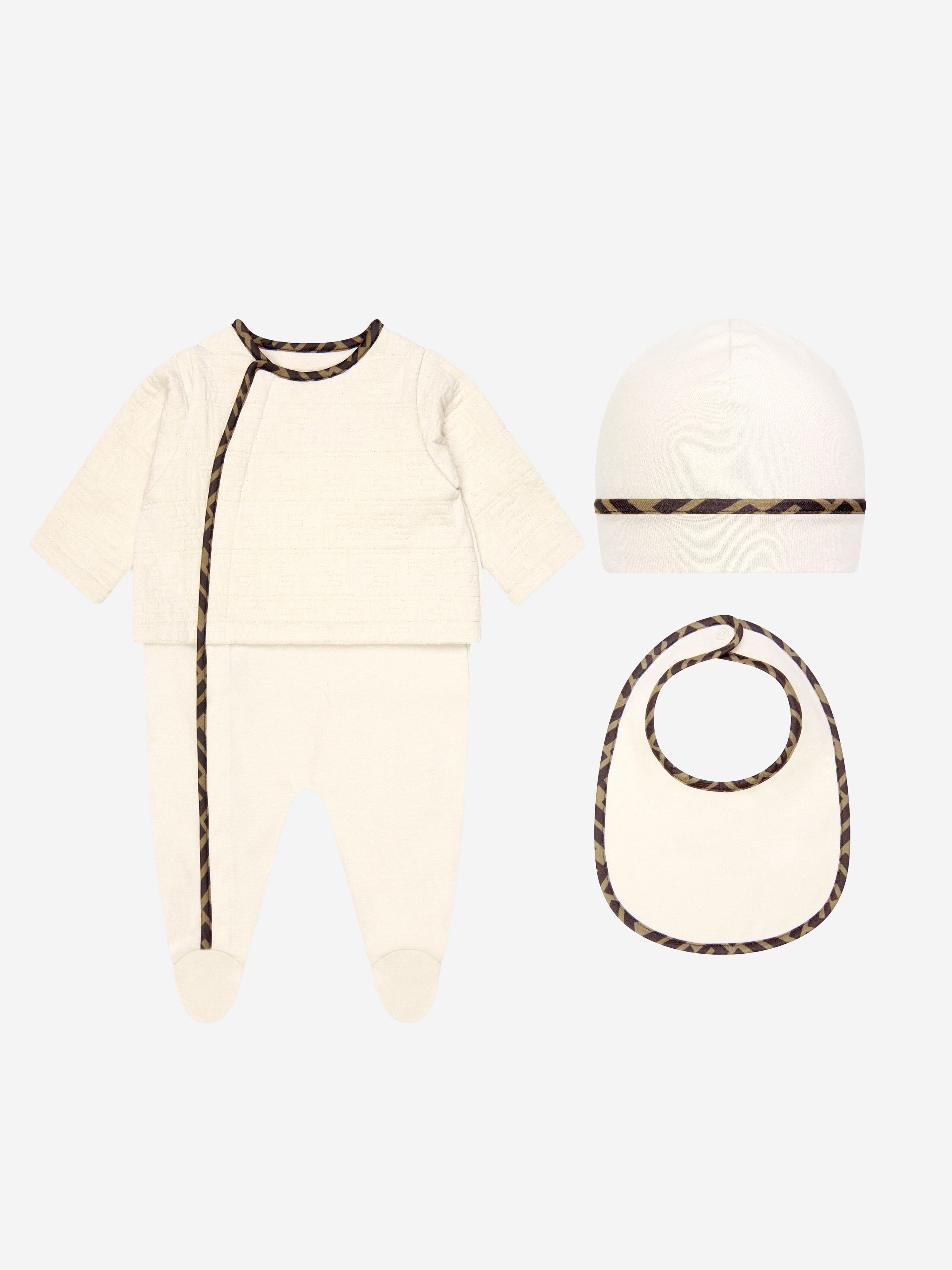 Fendi Baby Gift Set (3 Piece) in Beige