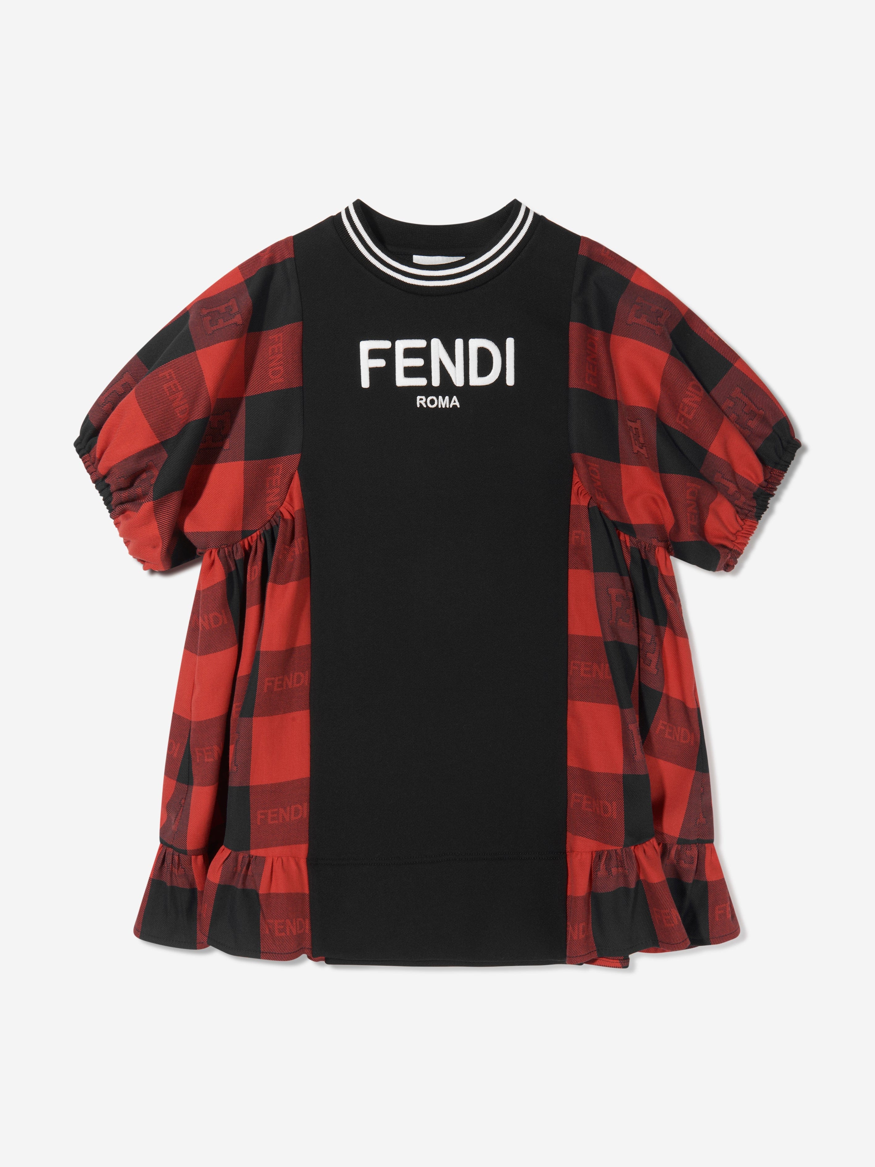 Fendi Girls Checked A-Line Dress