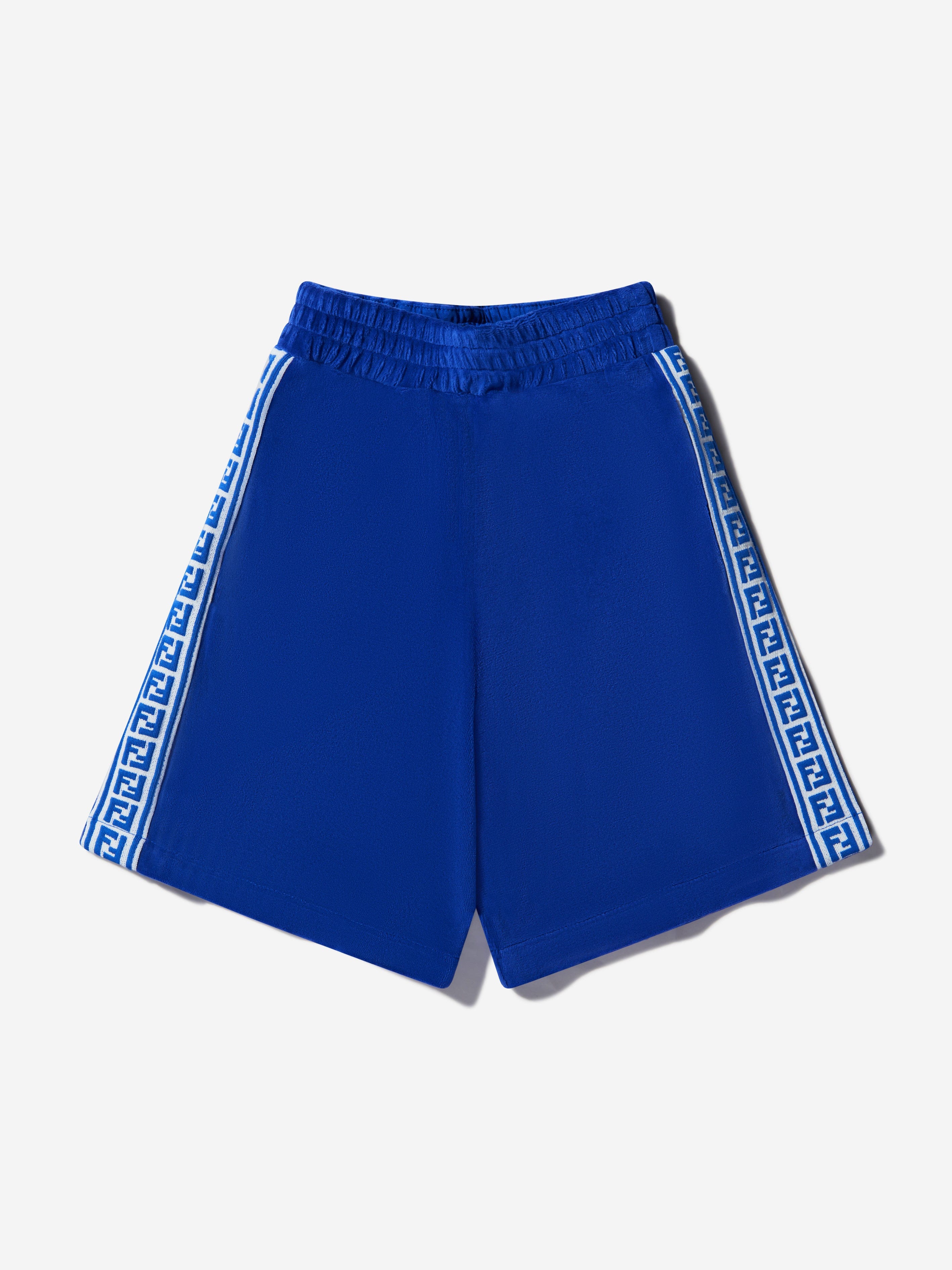 Fendi Boys Cotton FF Logo Trim Bermuda Shorts