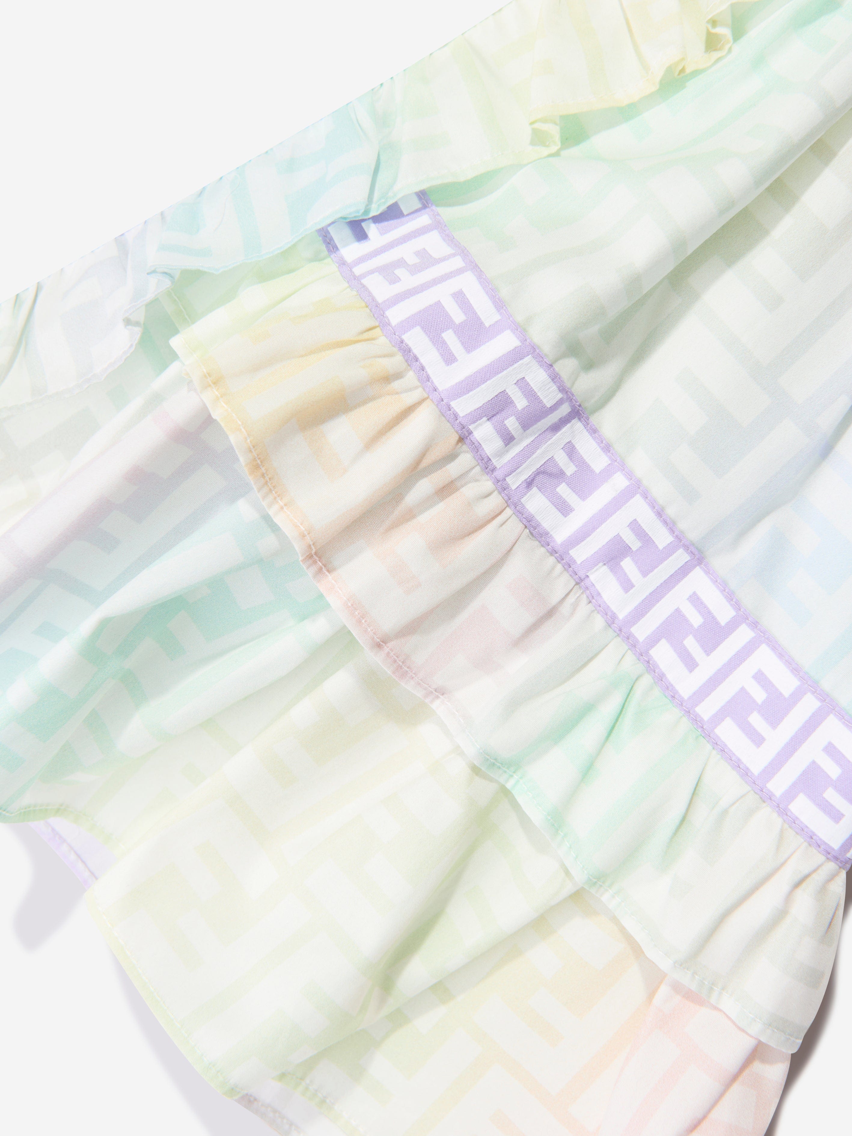 Fendi Girls FF Logo Metaverse Dress in White