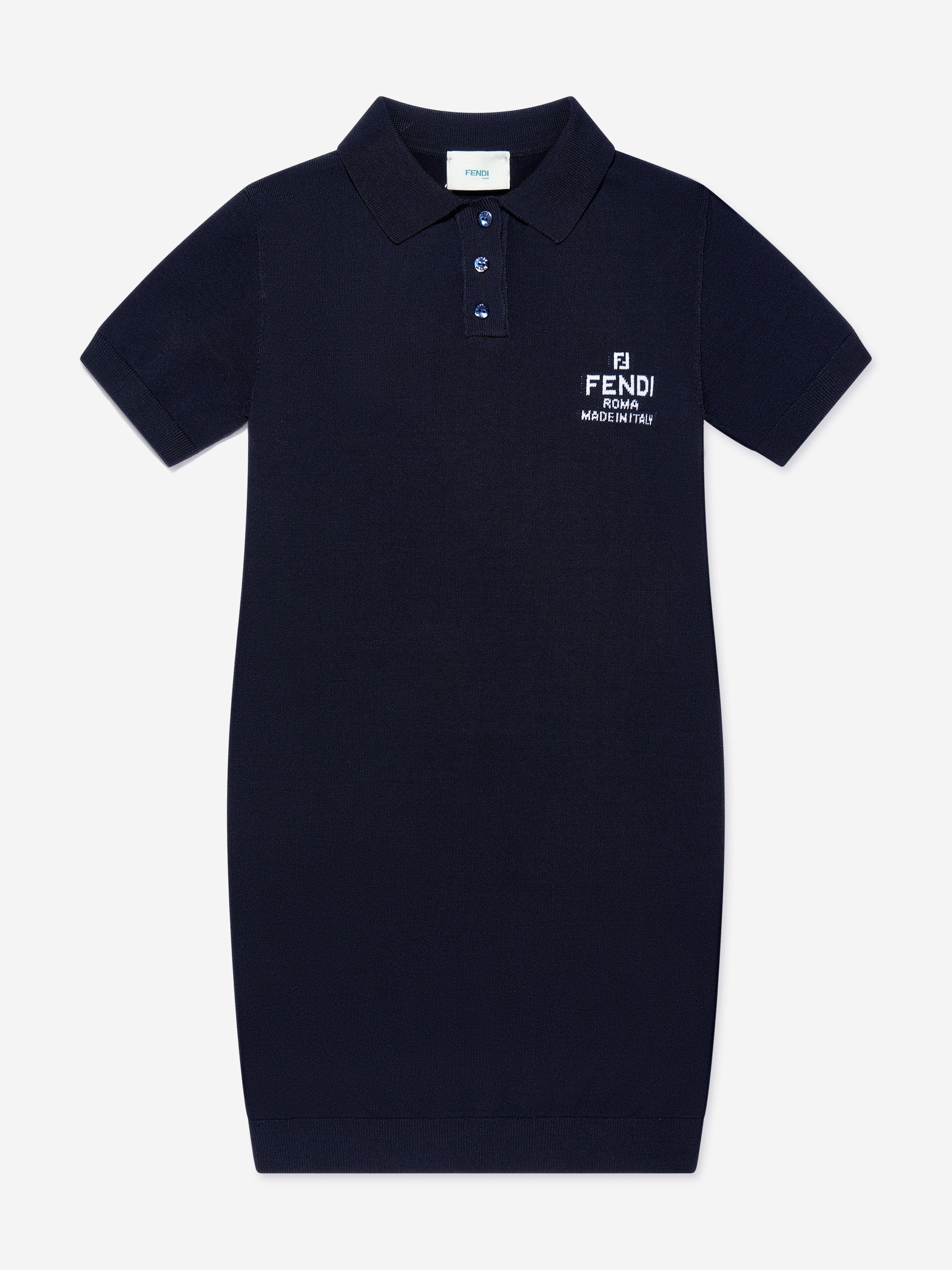 Fendi Girls Logo Dress in Navy