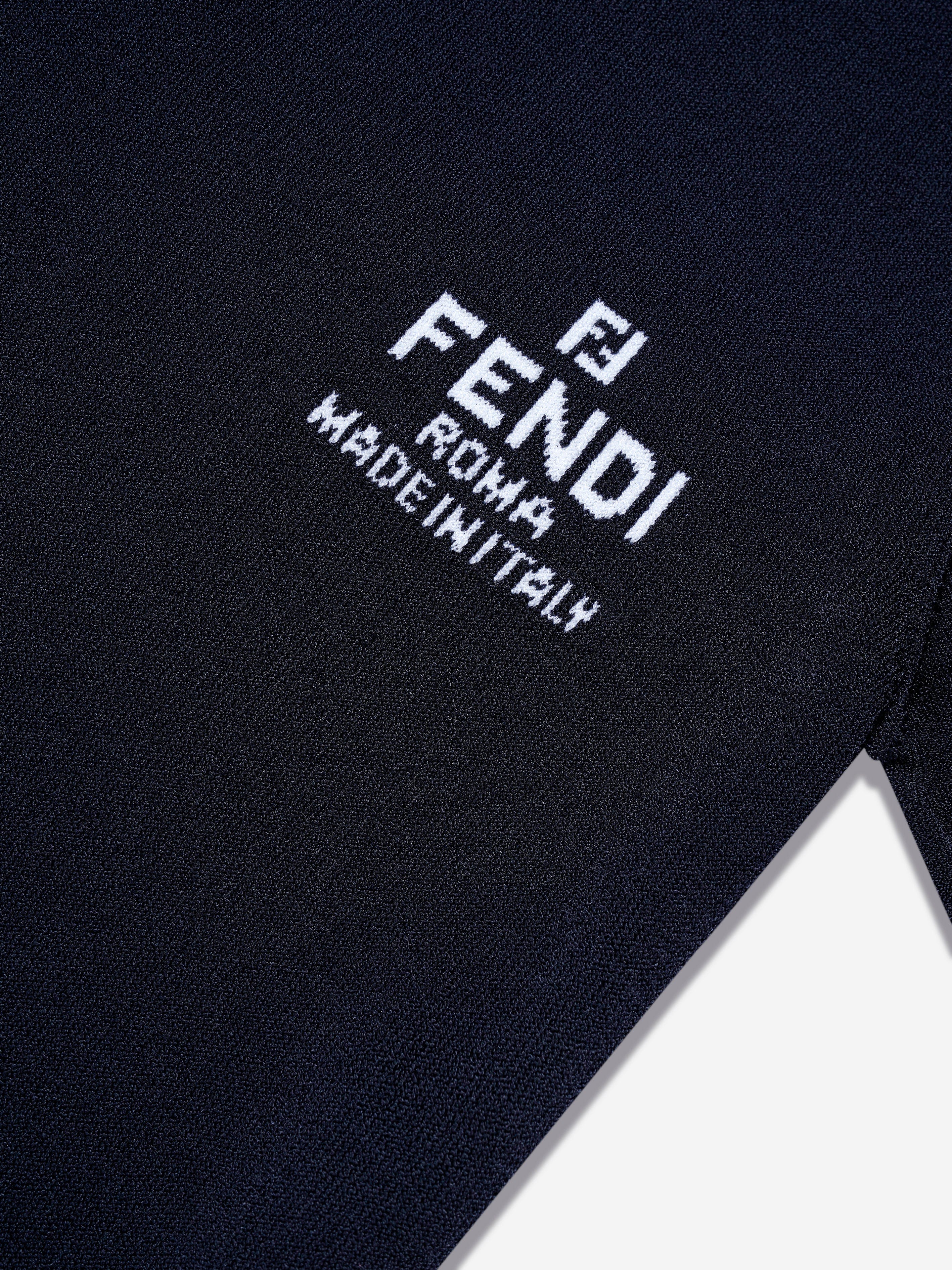 Fendi Girls Logo Dress in Navy