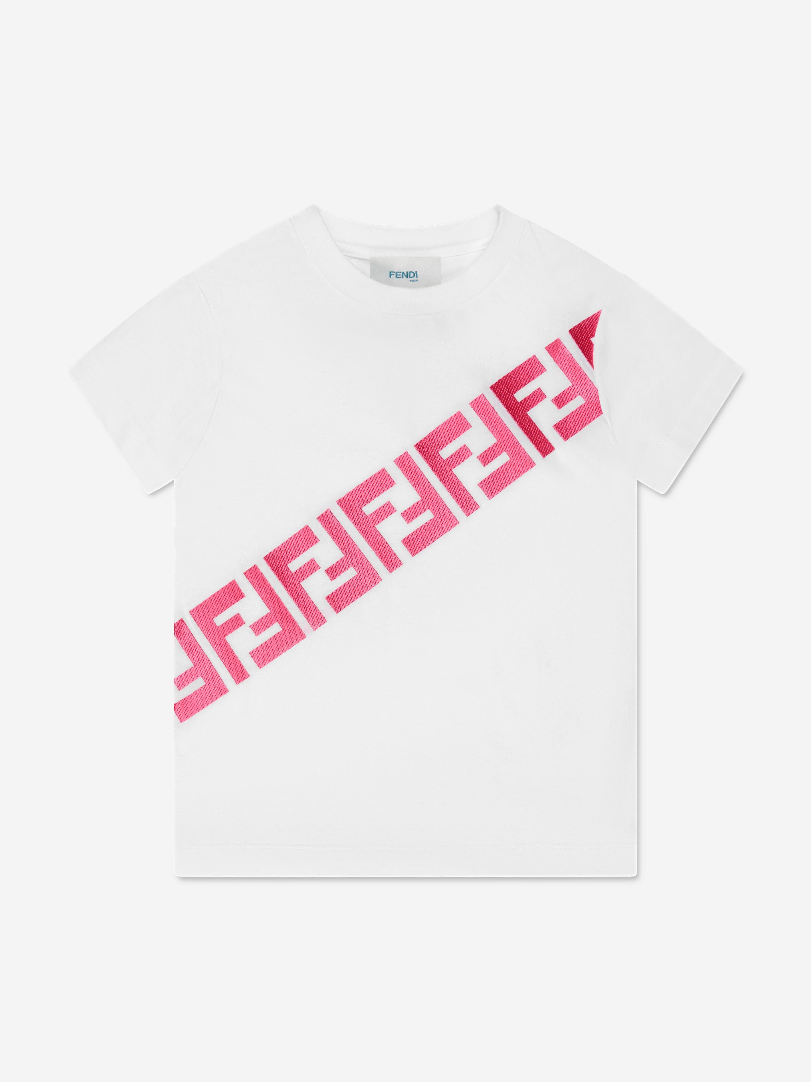 Fendi Girls FF Logo T-Shirt in White