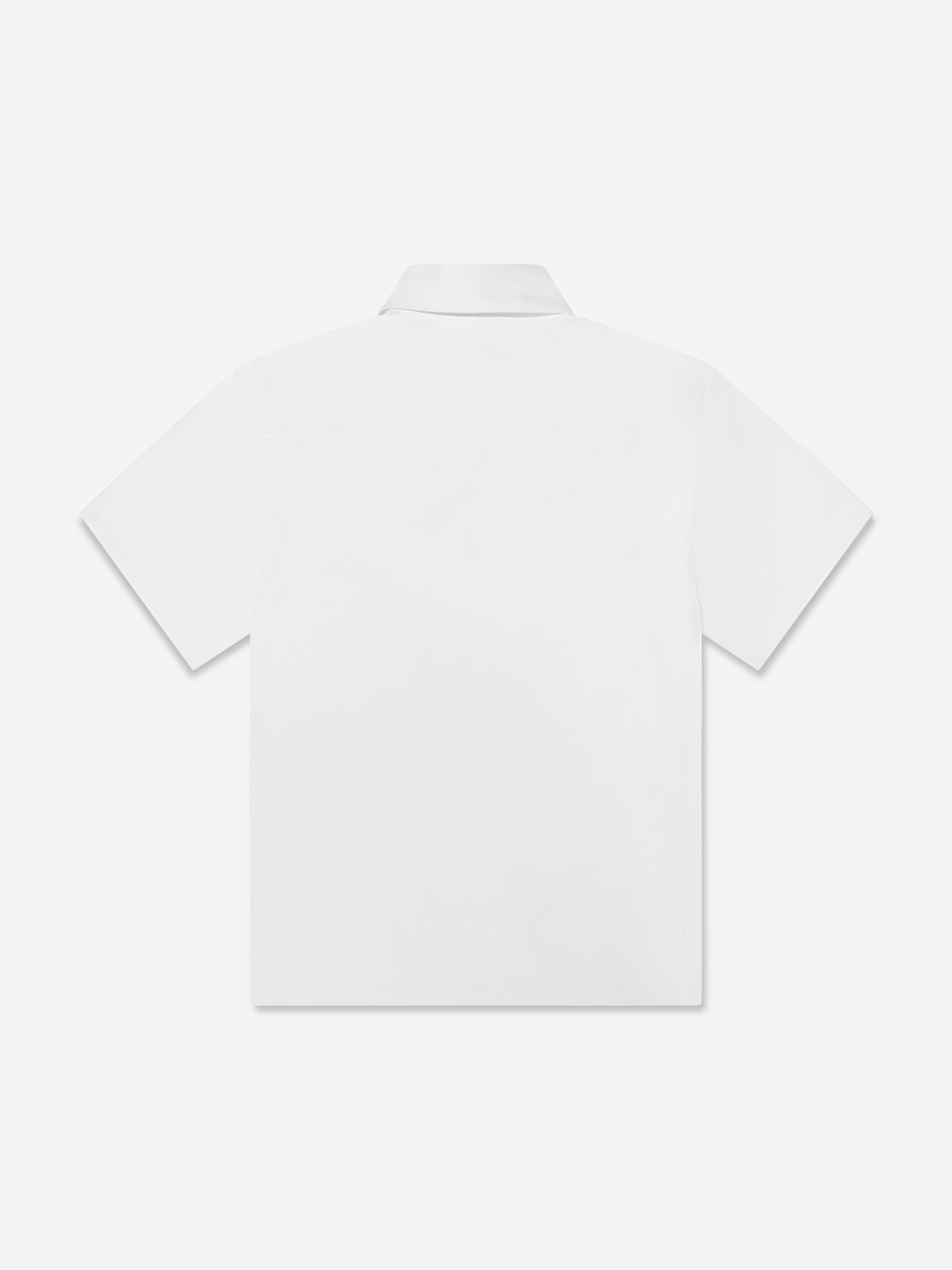 Fendi Boys Short Sleeve Logo Shirt in White