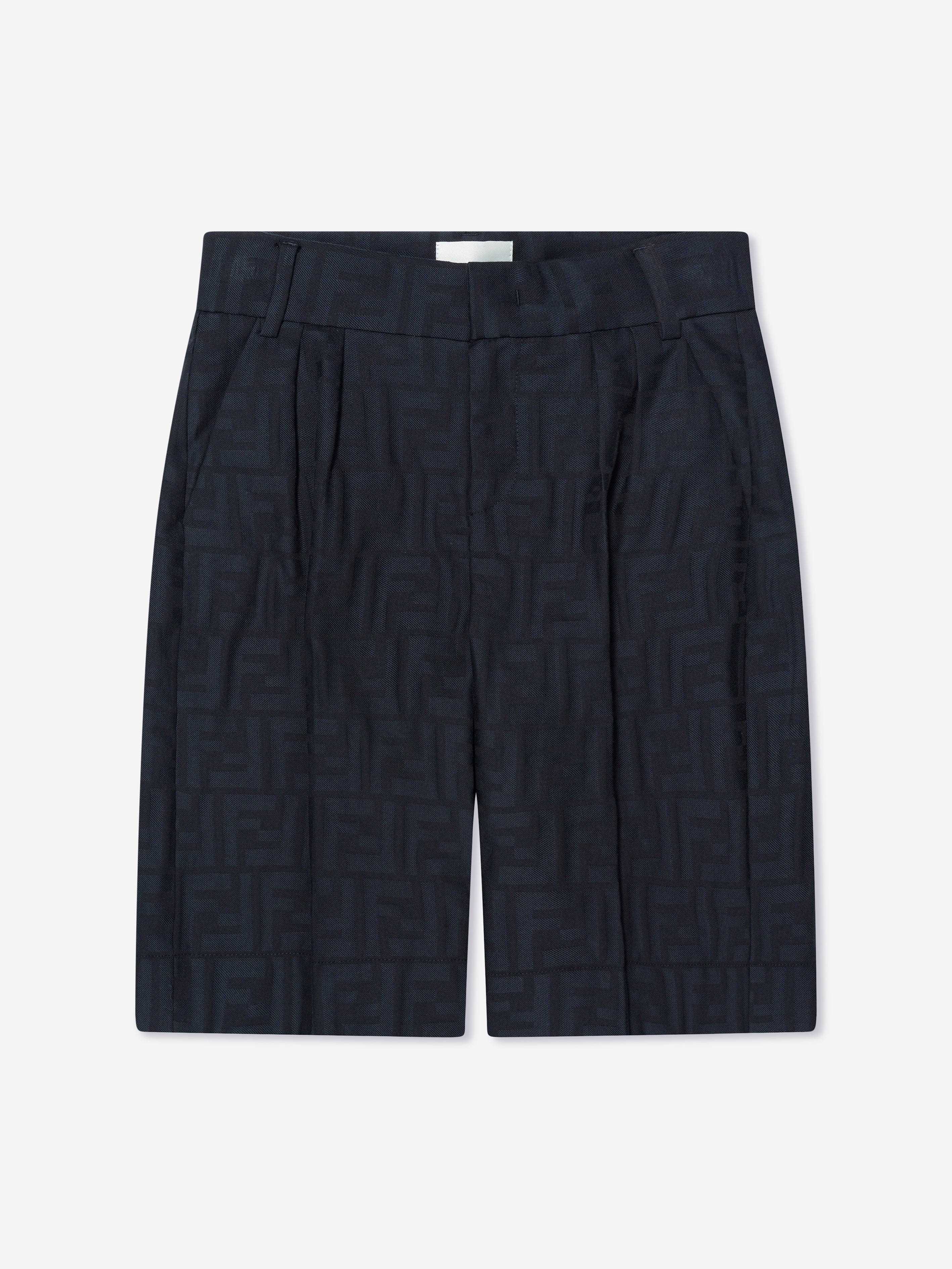 Fendi Boys FF Logo Bermuda Shorts in Navy