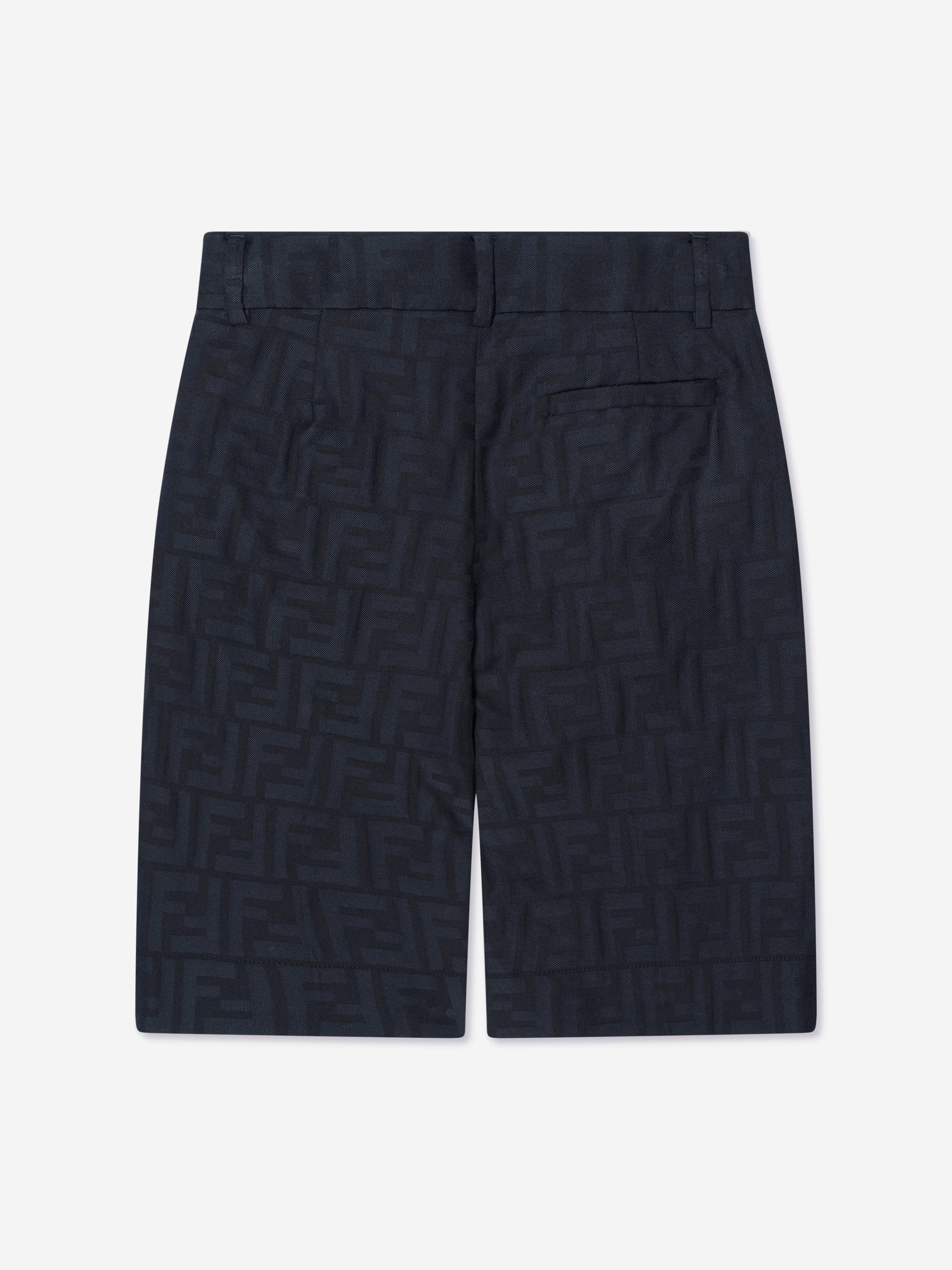 Fendi Boys FF Logo Bermuda Shorts in Navy