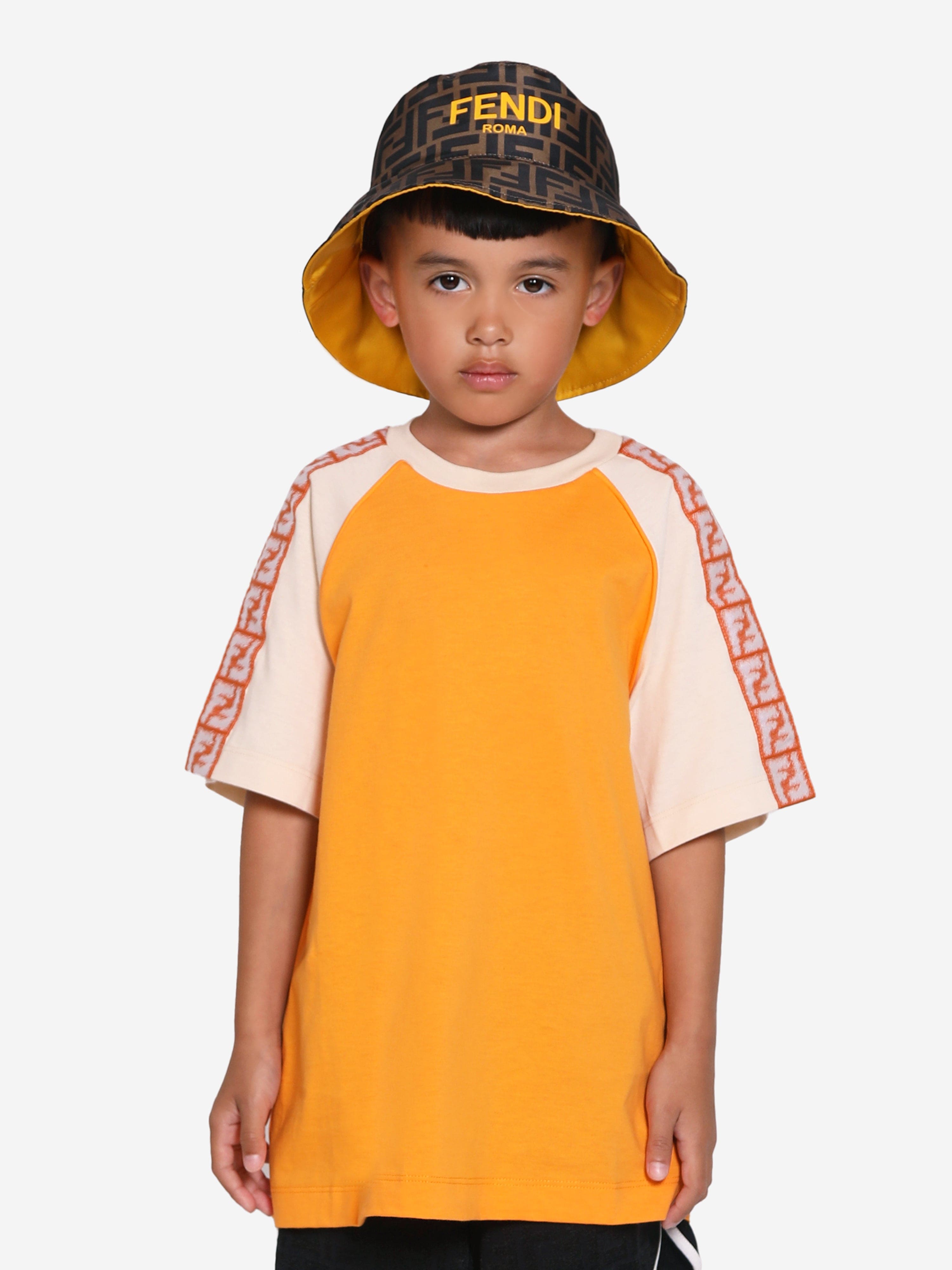 Fendi Boys FF Logo T-Shirt in Orange